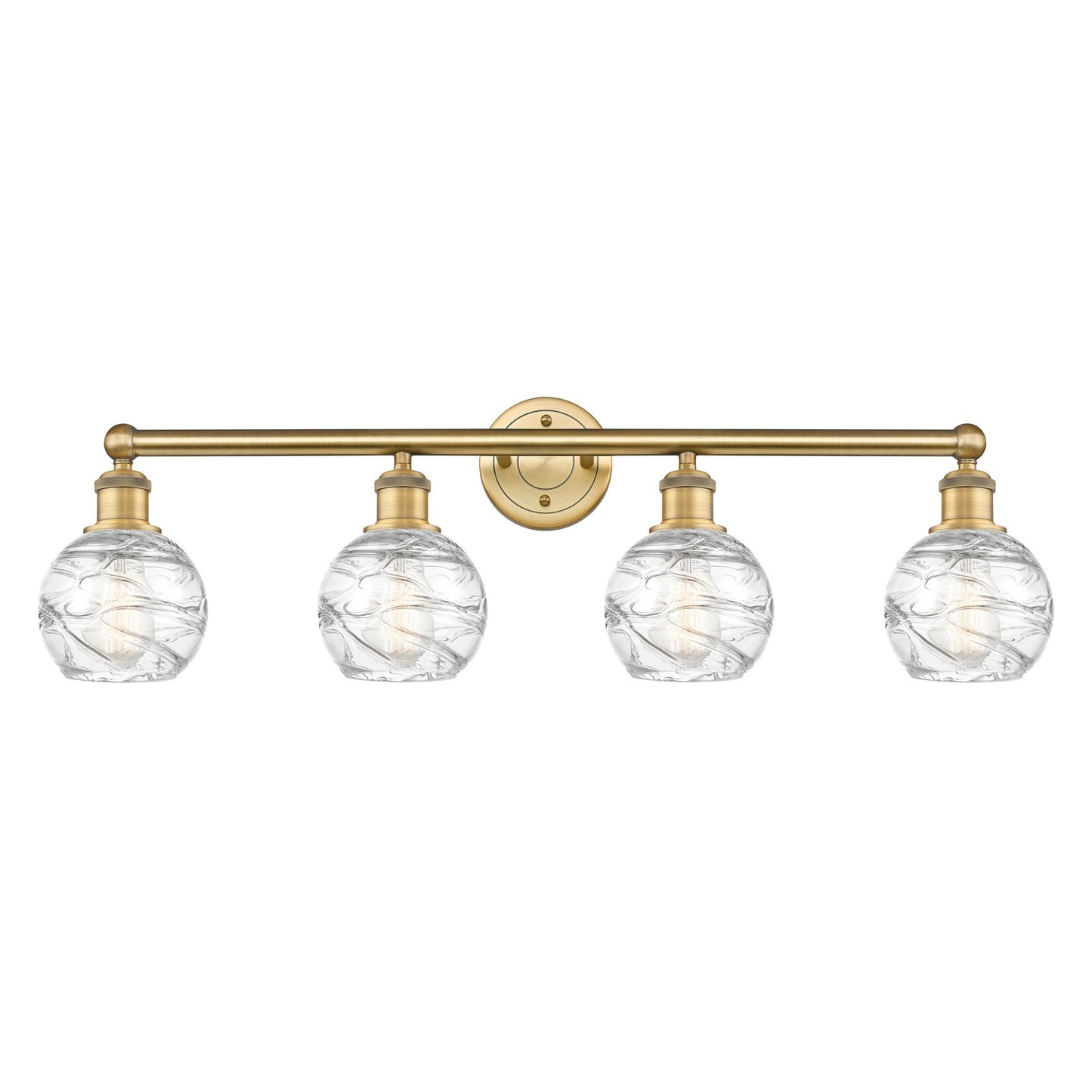 Innovations Athens Deco Swirl 33in 4-Light Bath Vanity Light | Industrial Brushed Brass and Clear Glass | Kitchen & Bathroom | Model 616-4W-BB-G1213-6CL