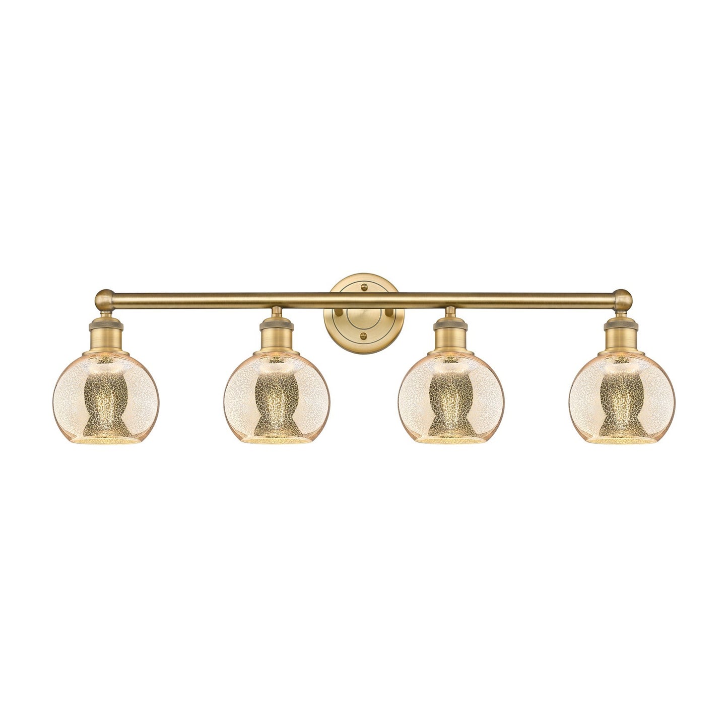 Innovations Athens 33in 4-Light Bath Vanity Light | Industrial Brushed Brass Steel and Mercury Glass | Bathroom Vanity | 32.88 x | Model 616-4W-BB-G128-6