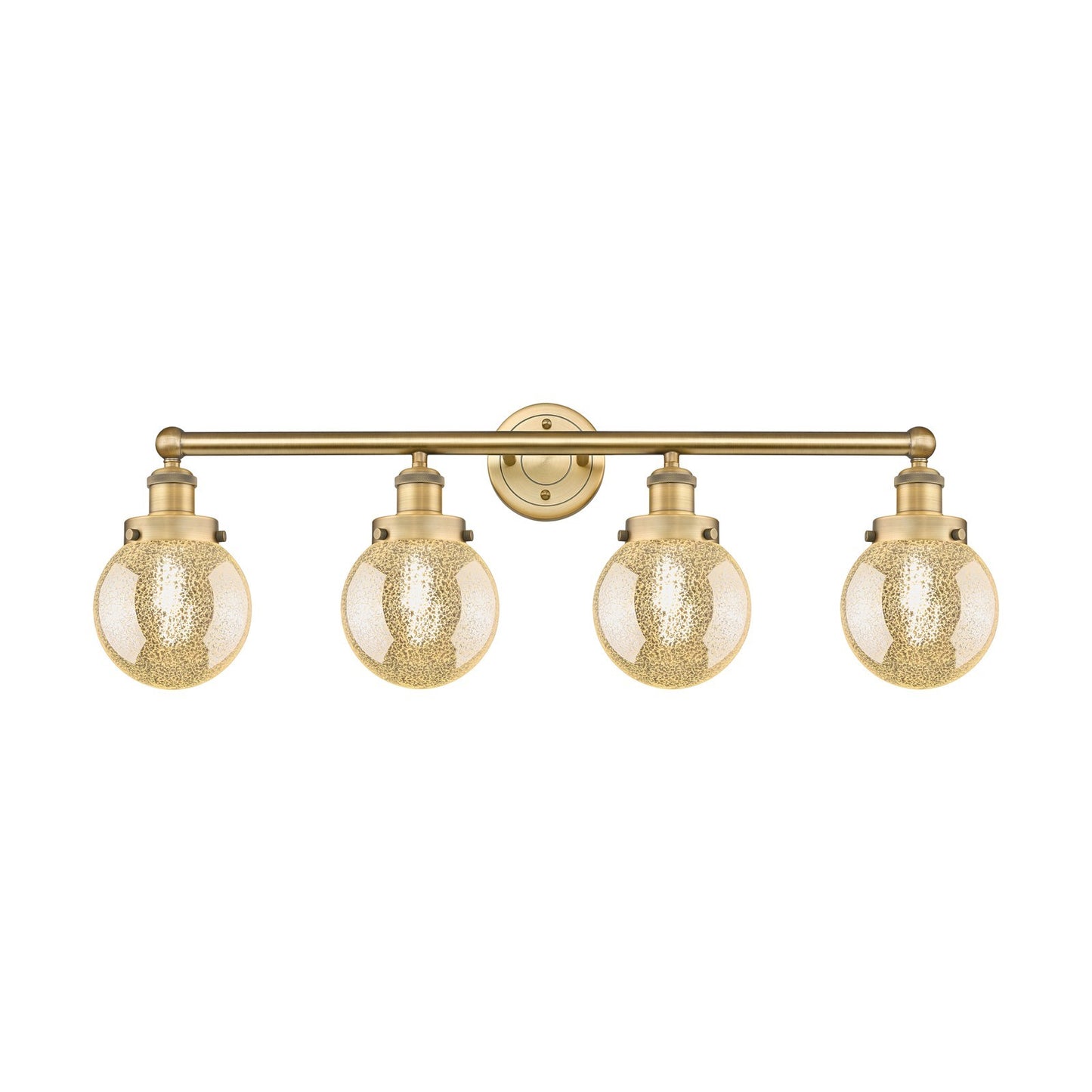 Innovations Beacon 33in 4-Light Bath Vanity Light | Art Nouveau Brushed Brass Steel and Mercury Glass | Bathroom Vanity & Powder | Model 616-4W-BB-G208-6