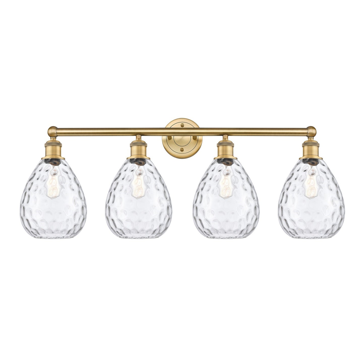 Innovations Waverly 35in 4-Light Bath Vanity Light | Industrial Brushed Brass Steel and Clear Glass | Bathroom Vanity & Powder Room | Model 616-4W-BB-G372
