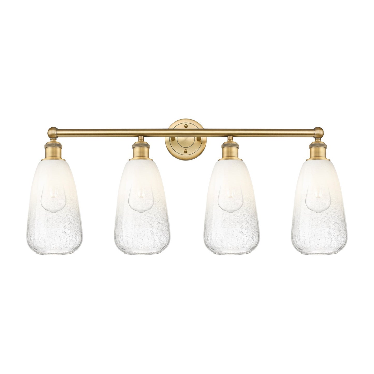 Innovations Brookhaven Almond 33in 4-Light Bath Vanity Light | Industrial Brushed Brass and Opal Glass | Bathroom Vanity | 33 x | Model 616-4W-BB-G480-6OP