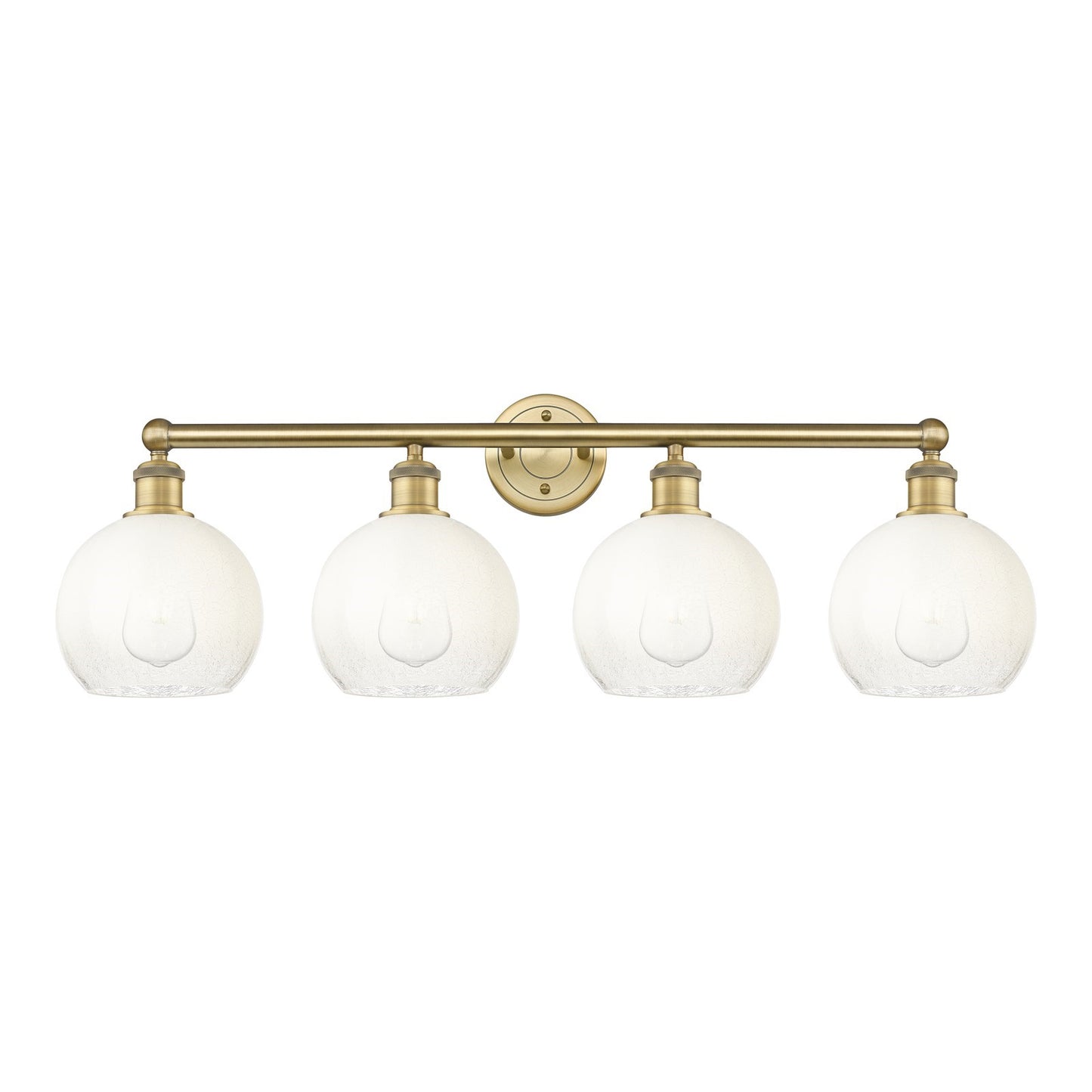Innovations Brookhaven Globe 35in 4-Light Bath Vanity Light | Industrial Brushed Brass and Opal Glass | Bathroom Vanity & | Model 616-4W-BB-G483-8OP