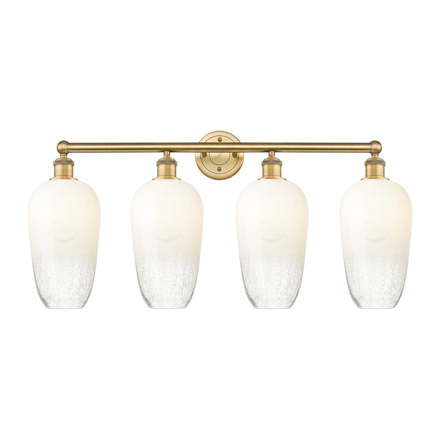 Innovations Brookhaven Flute 34in 4-Light Bath Vanity | Industrial Brushed Brass Steel and Opal Glass | Bathroom Vanity | 34 x | Model 616-4W-BB-G484-7OP