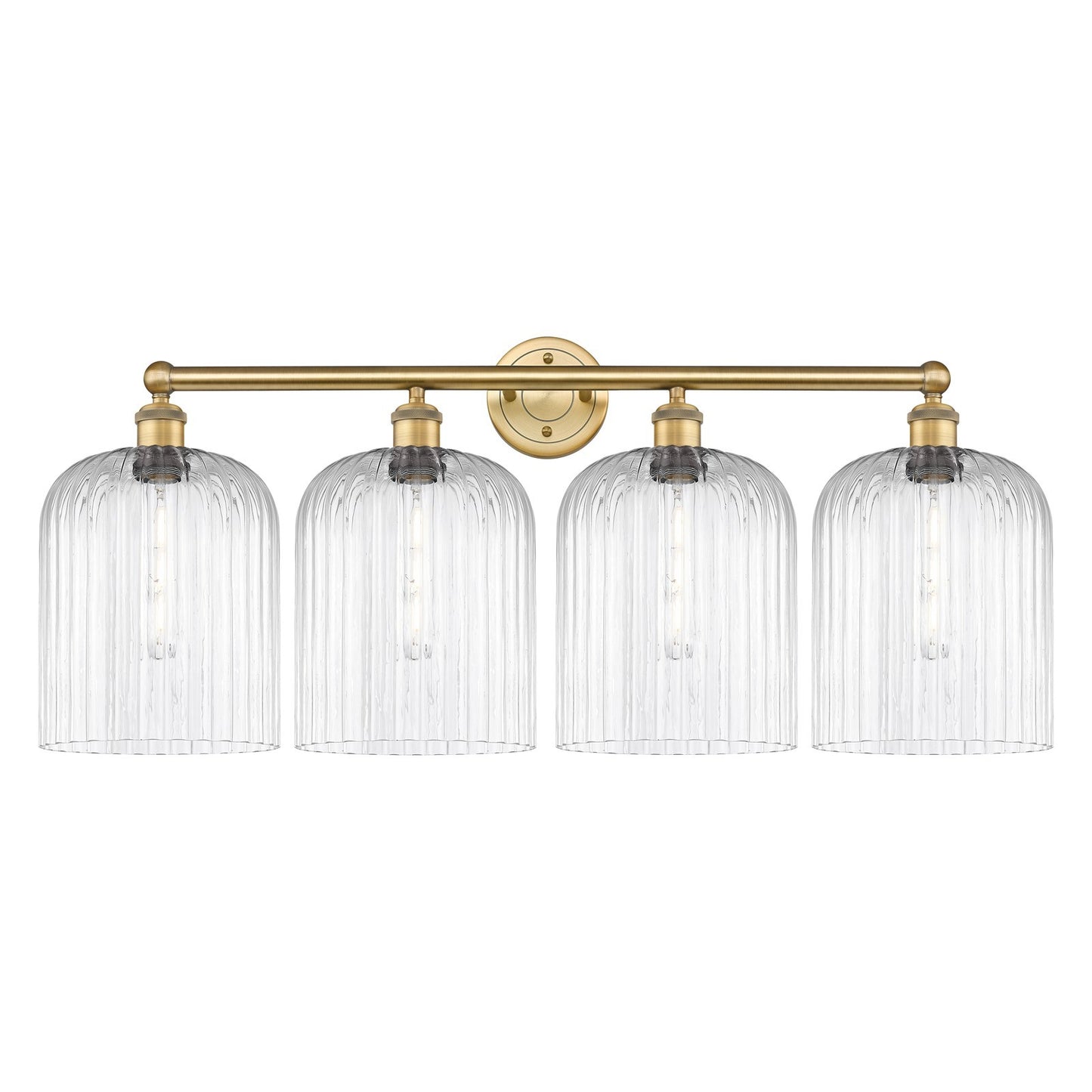 Innovations Bridal Veil 32in 4-Light Bath Vanity | Art Nouveau Brushed Brass and Clear Ribbed Glass | Bathroom & Powder Room | Model 616-4W-BB-G559-8CL