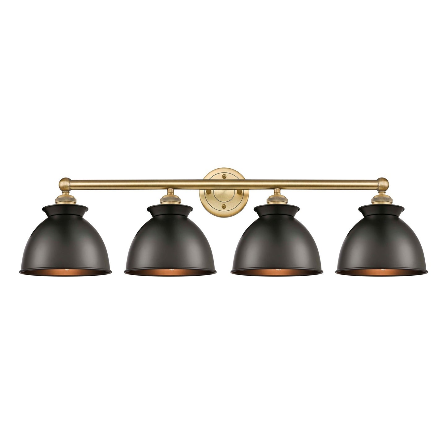 Innovations Adirondack 35in 4-Light Bath Vanity | Industrial Farmhouse Brushed Brass and Matte Black Metal | Bathroom Vanity | Model 616-4W-BB-M14-BK