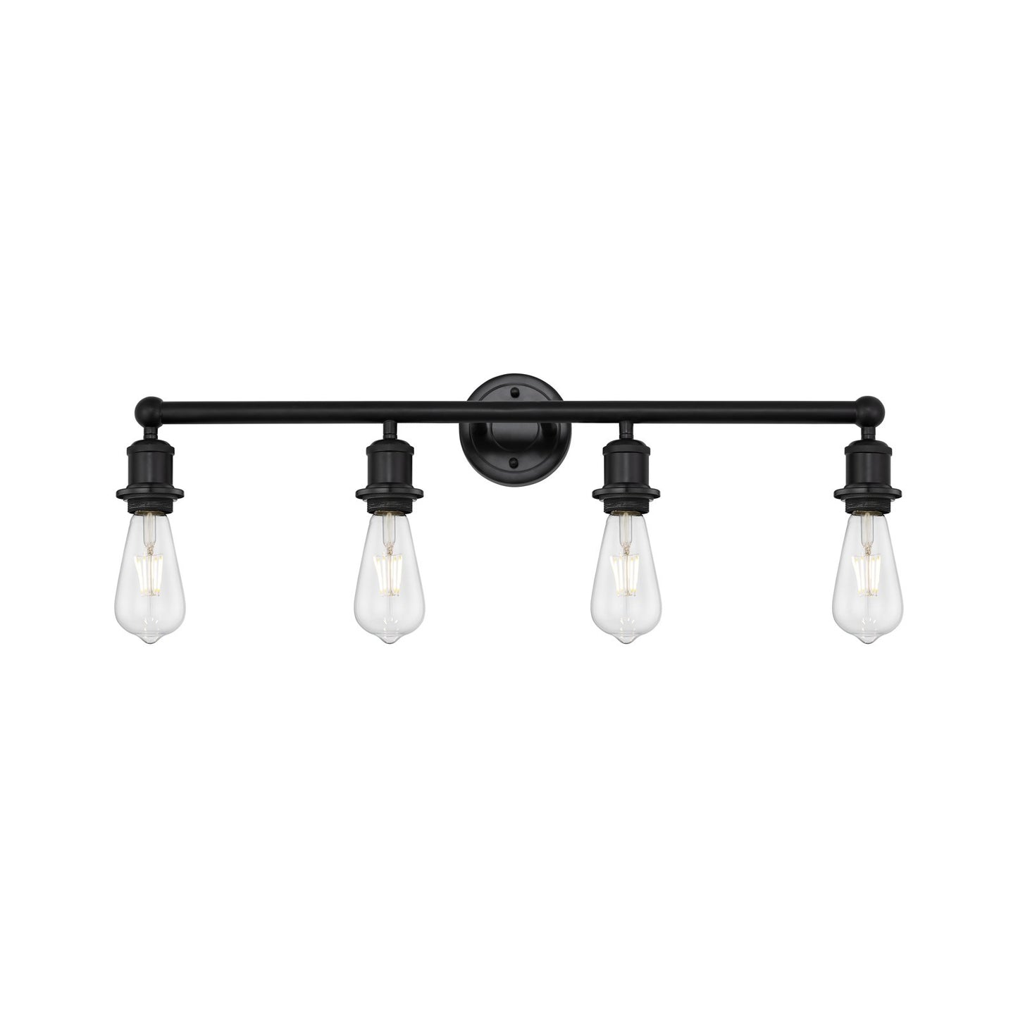 Innovations Lighting Edison 30in 4-Light Bath Vanity Light | Industrial Matte Black Steel | Bathroom Vanity Above Mirror | 30.38 x 6 x | Model 616-4W-BK