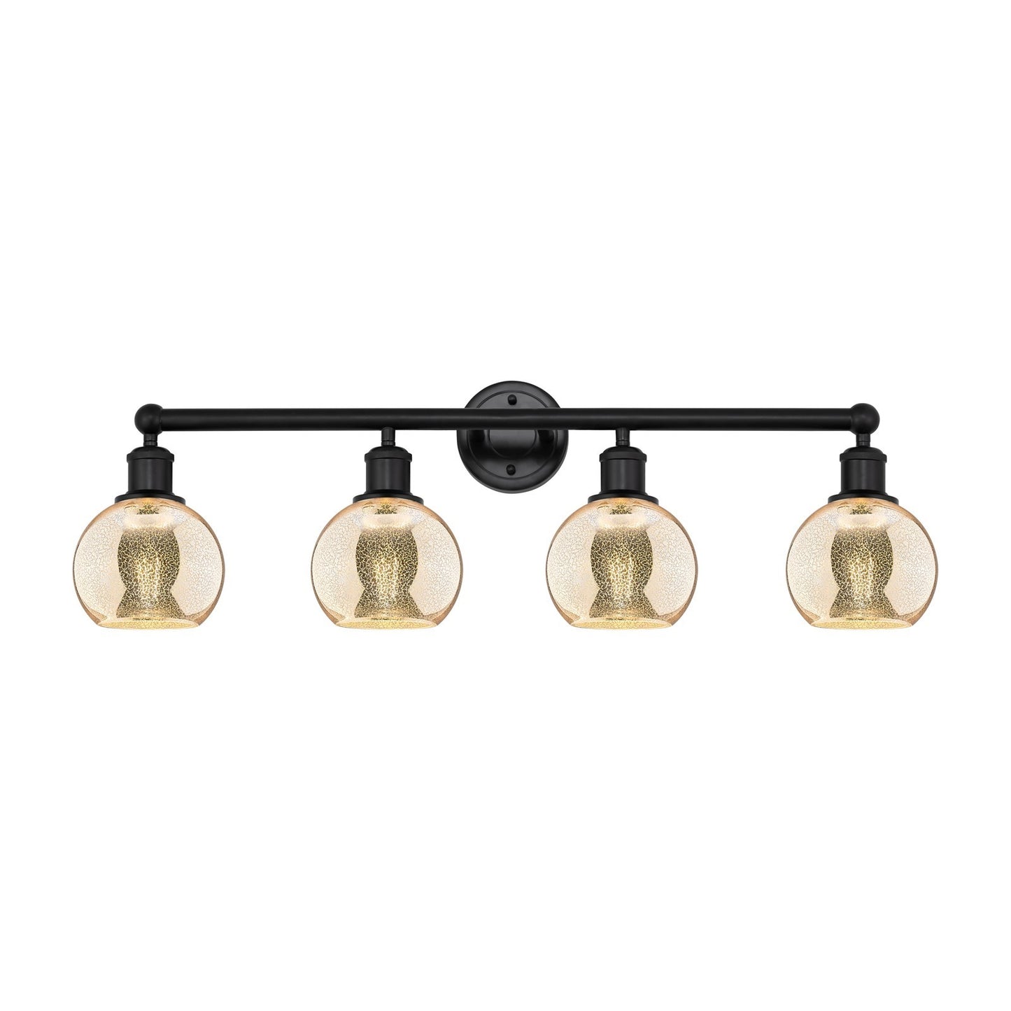 Innovations Athens 33in 4-Light Bath Vanity Light | Industrial Matte Black Steel and Mercury Glass | Bathroom Vanity | 32.88 x | Model 616-4W-BK-G128-6