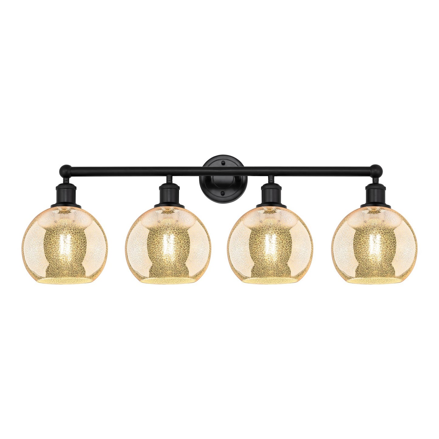 Innovations Athens 35in 4-Light Bath Vanity Light | Industrial Matte Black Steel and Mercury Glass | Bathroom Vanity | 35 x 12.25 | Model 616-4W-BK-G128-8