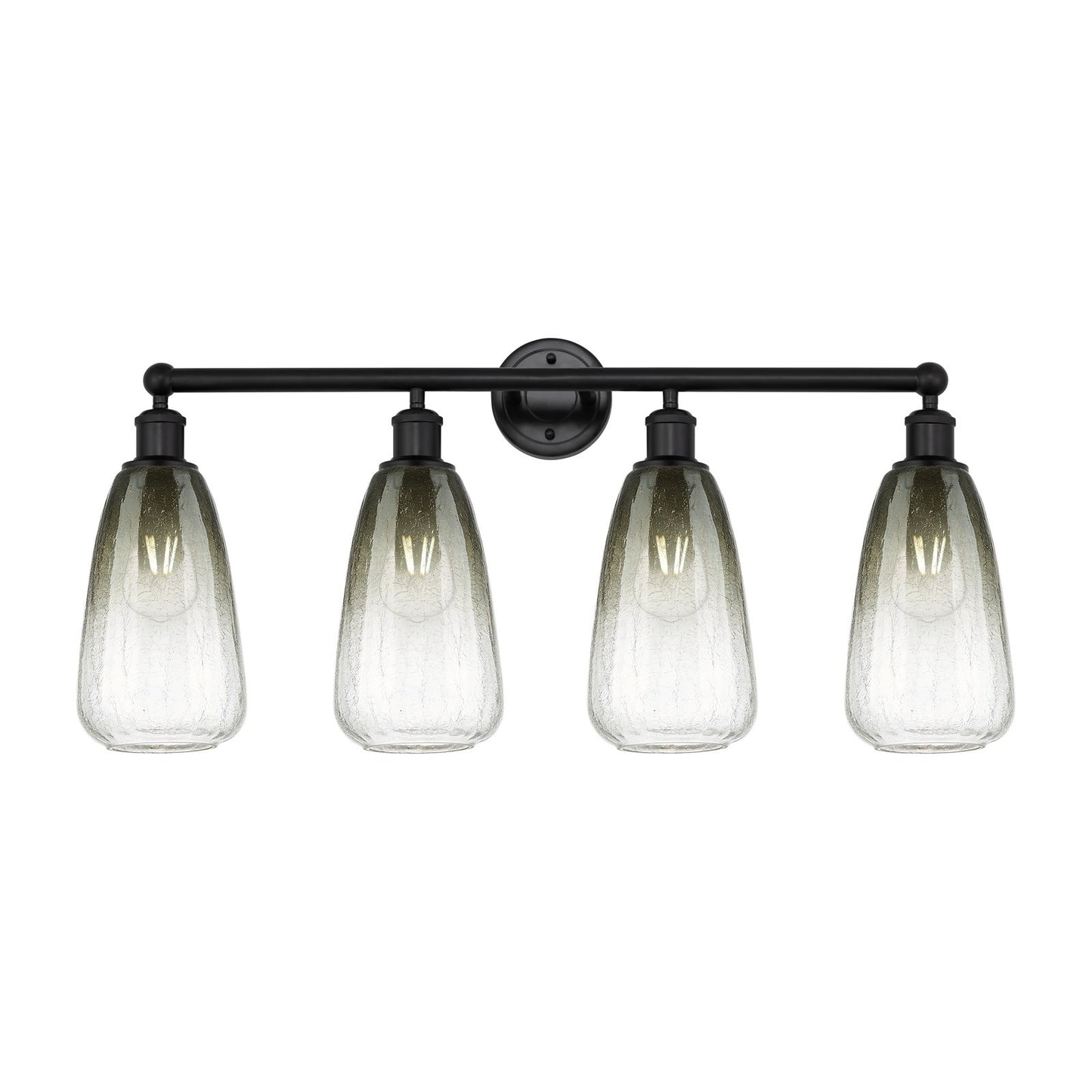 Innovations Brookhaven Almond 33in 4-Light Bath Vanity Light | Industrial Matte Black Steel and Slate Glass | Damp Rated | Model 616-4W-BK-G480-6SL