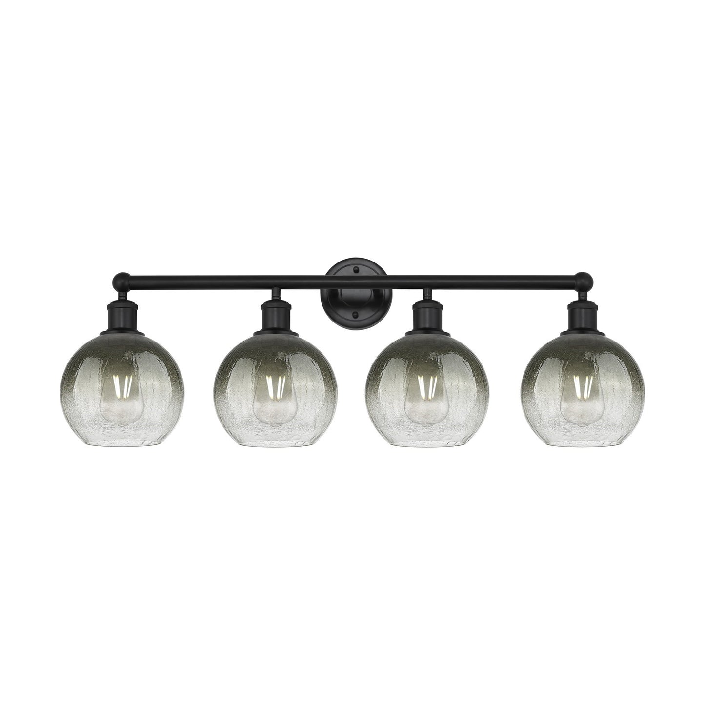 Innovations Brookhaven Globe 35in 4-Light Bath Vanity | Industrial Matte Black Steel and Slate Glass | Bathroom & Powder Room | Model 616-4W-BK-G483-8SL
