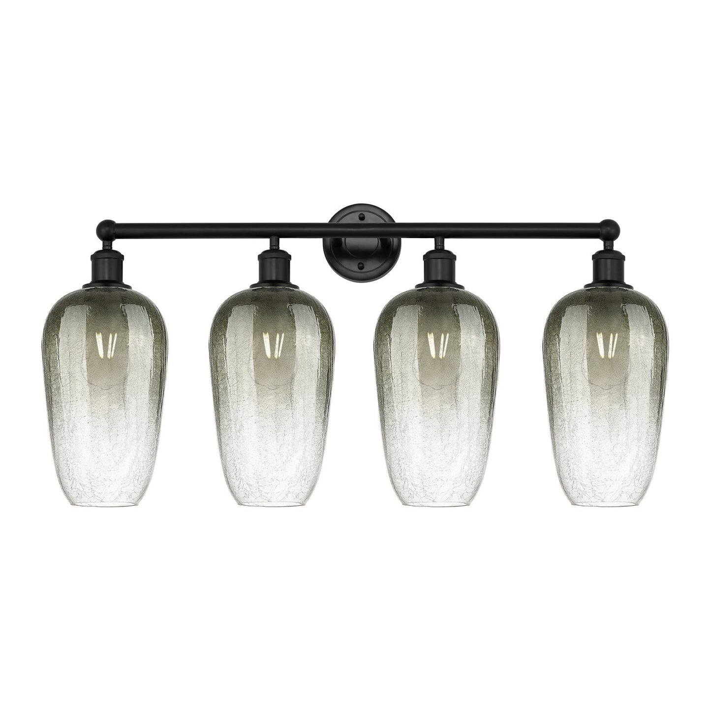 Innovations Brookhaven Flute 34in 4-Light Bath Vanity | Industrial Matte Black Steel and Cast Brass with Slate Glass Shades | Model 616-4W-BK-G484-7SL