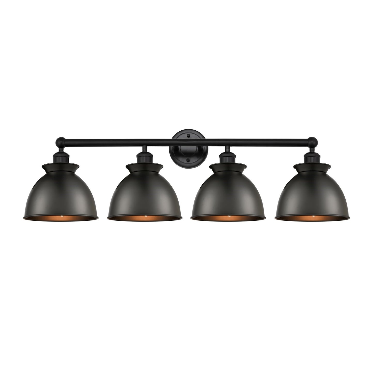 Innovations Adirondack 35in 4-Light Bath Vanity Light | Industrial Farmhouse Matte Black Steel and Cast Brass with Matte Black | Model 616-4W-BK-M14-BK