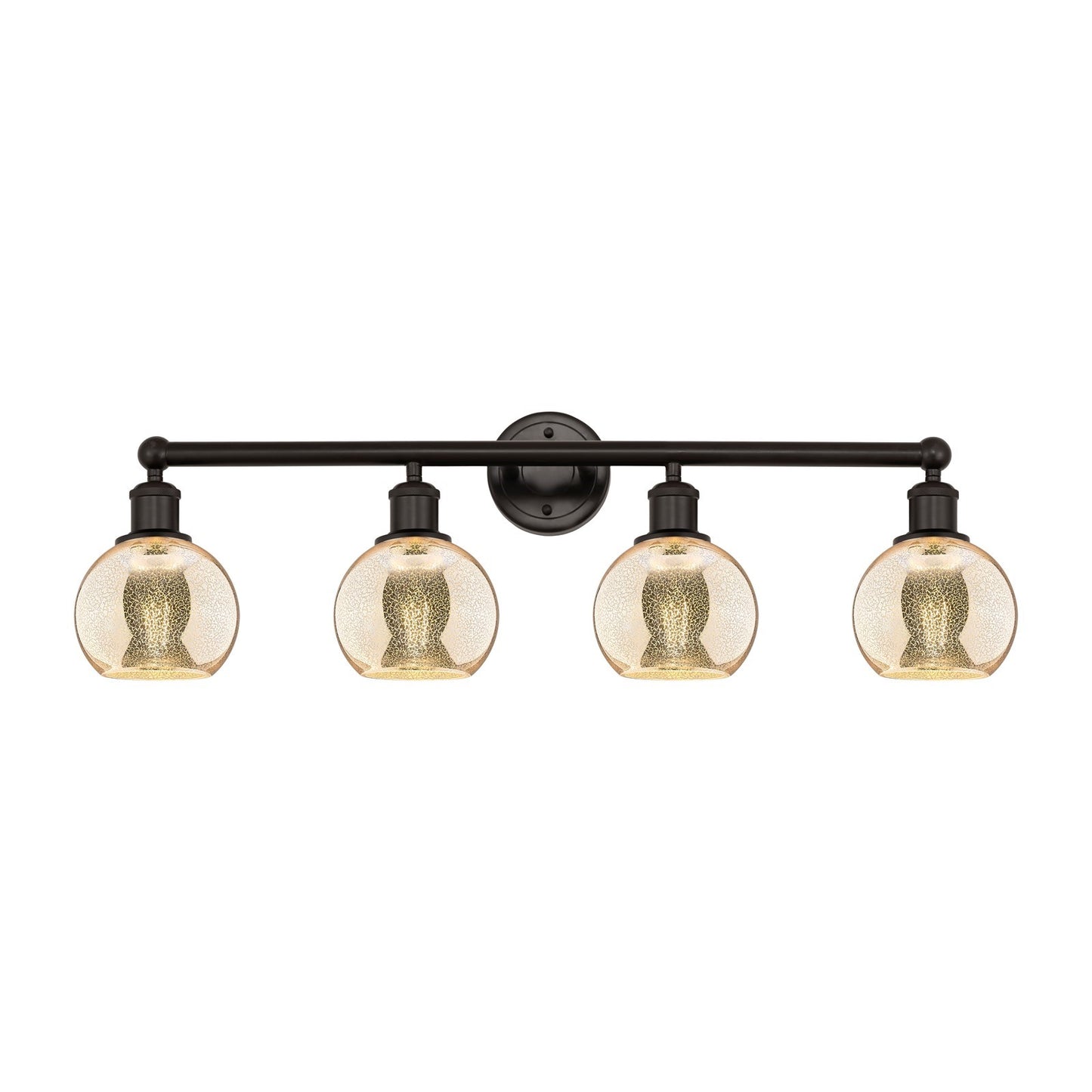 Innovations Athens 33in 4-Light Bath Vanity | Industrial Oil Rubbed Bronze Steel and Mercury Glass | Bathroom Vanity Light | Model 616-4W-OB-G128-6