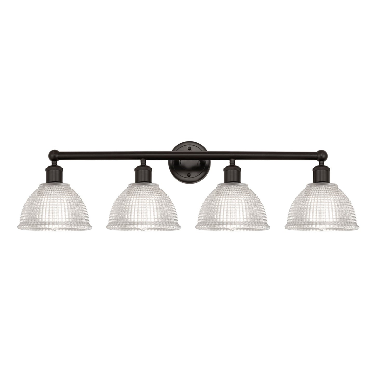Innovations Arietta 35in 4-Light Bath Vanity Light | Industrial Oil Rubbed Bronze Steel and Clear Glass | Bathroom Vanity & Powder | Model 616-4W-OB-G422