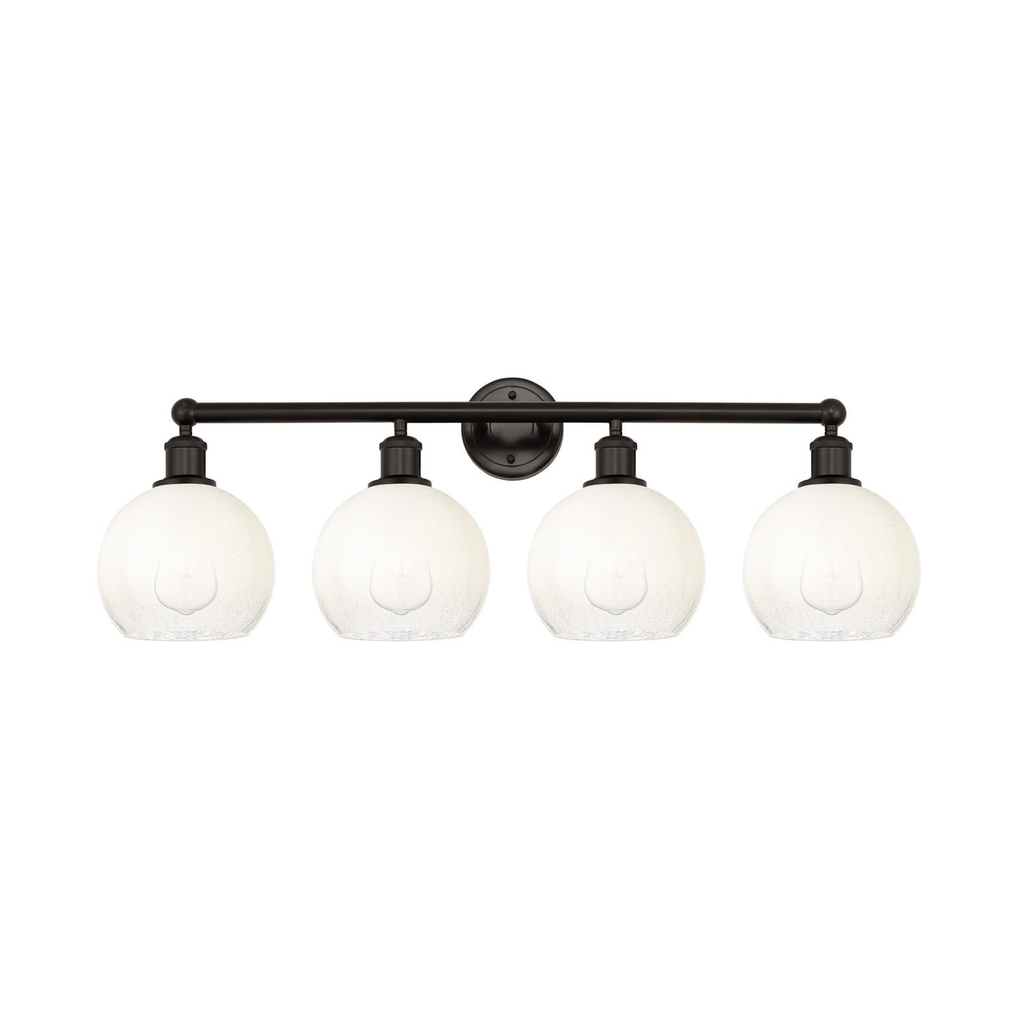 Innovations Brookhaven Globe 35in 4-Light Bath Vanity Light | Industrial Oil Rubbed Bronze Steel and Opal Glass | Bathroom | Model 616-4W-OB-G483-8OP