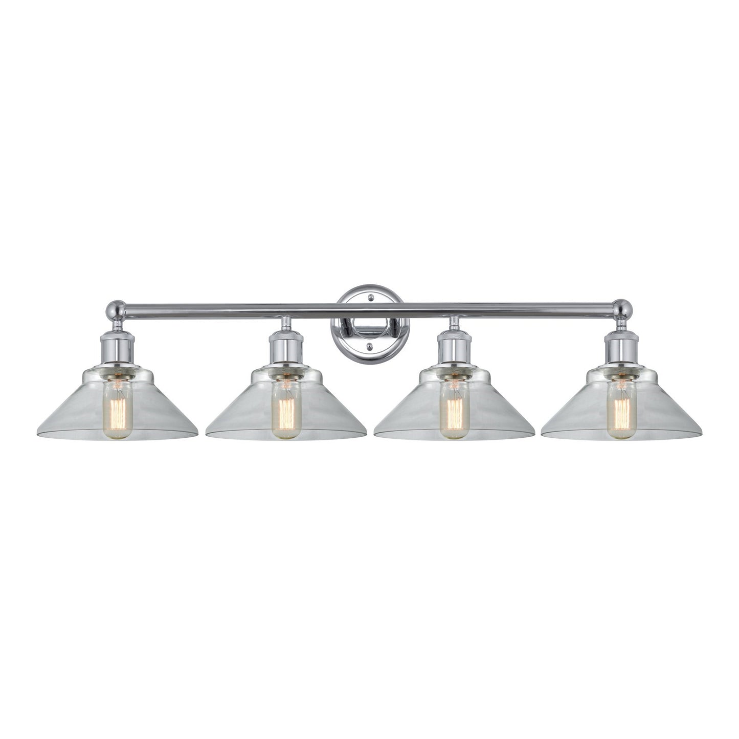 Innovations Orwell 35in 4-Light Bath Vanity Light | Industrial Polished Chrome Steel and Clear Glass | Bathroom Vanity & Powder | Model 616-4W-PC-G132