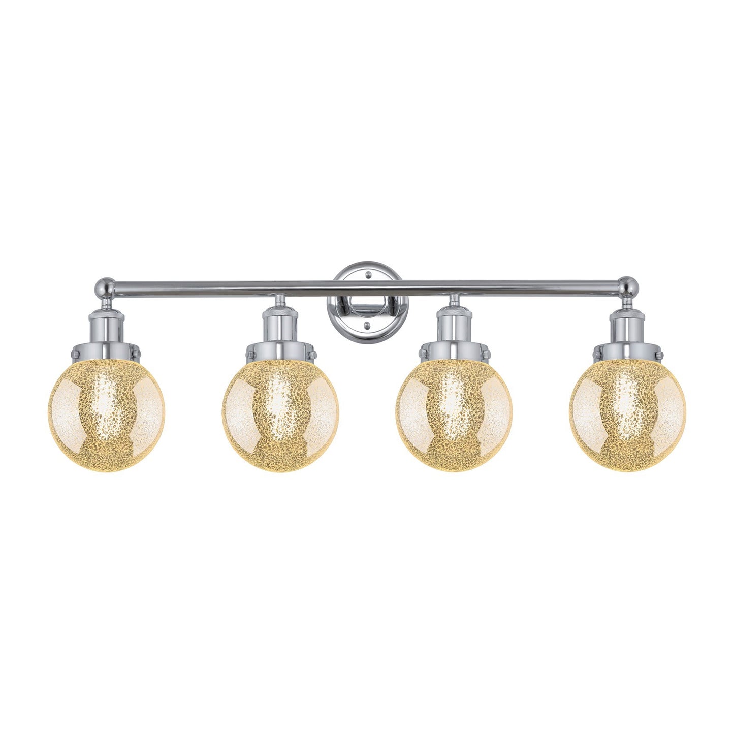 Innovations Beacon 33in 4-Light Bath Vanity Light | Art Nouveau Industrial Polished Chrome and Mercury Ribbed Glass | Bathroom | Model 616-4W-PC-G208-6