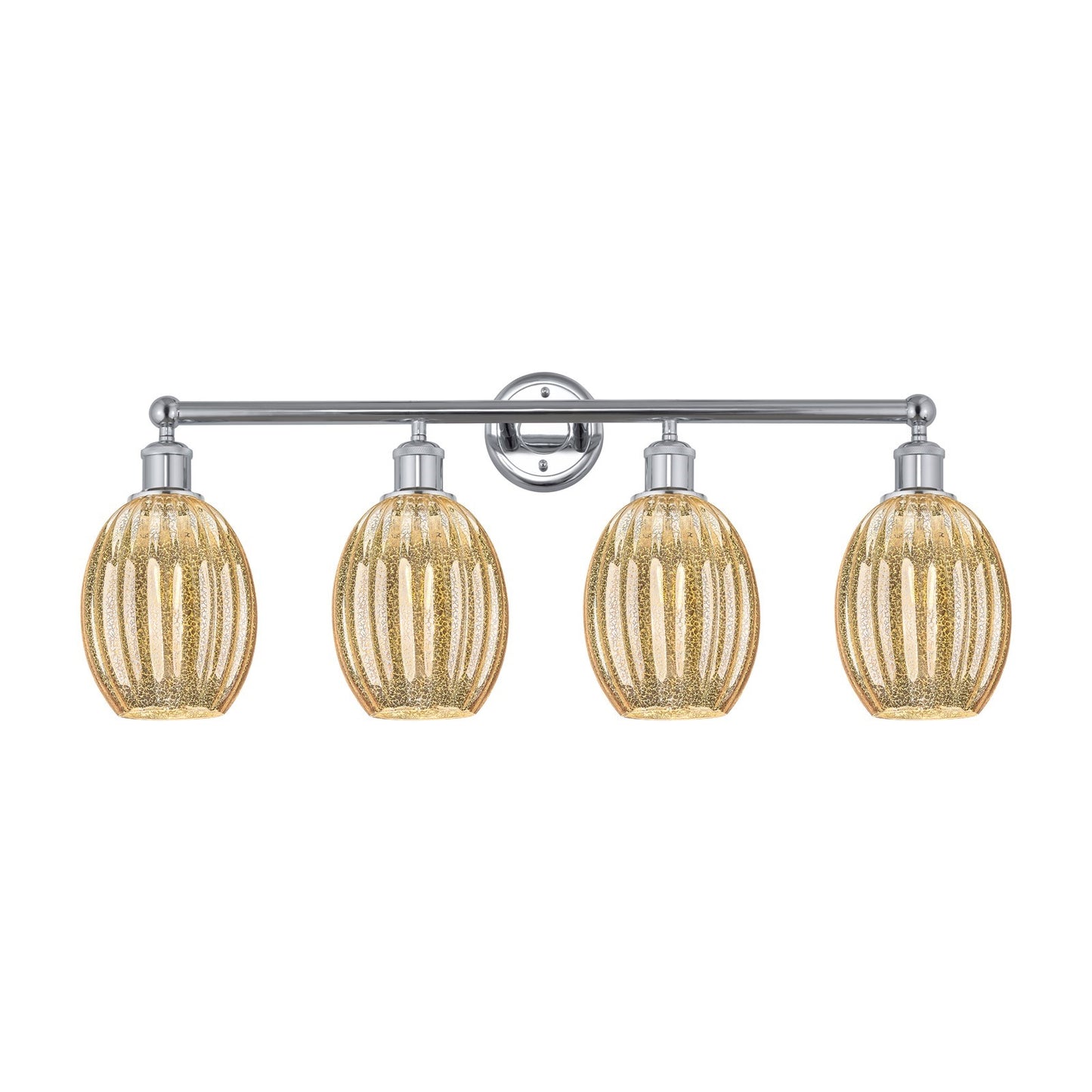 Innovations Preston Bulb 33in 4-Light Bath Vanity Light | Industrial Polished Chrome and Mercury Glass | Bathroom & Powder Room | Model 616-4W-PC-G459-6ME