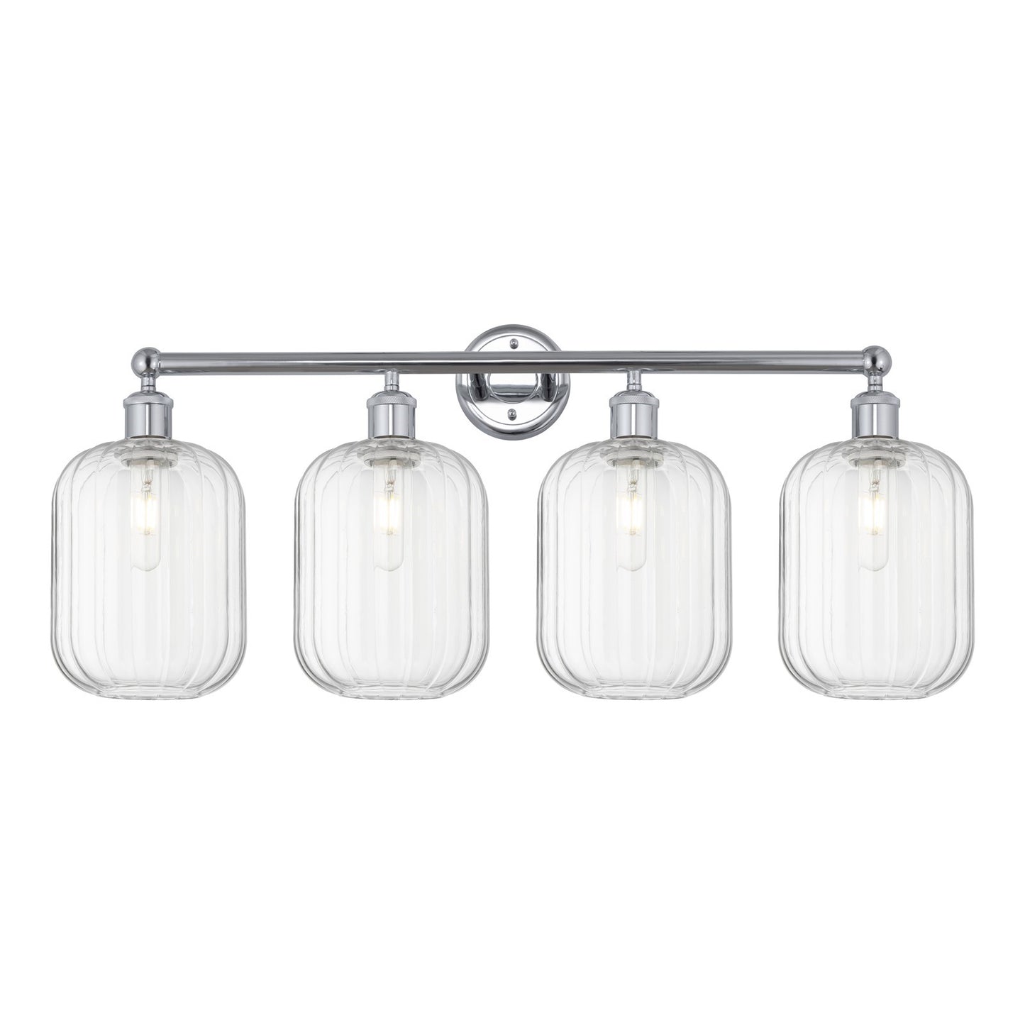 Innovations Preston Cylinder 34in 4-Light Bath Vanity | Industrial Polished Chrome and Clear Glass | Bathroom Vanity Light | Model 616-4W-PC-G460-7CL