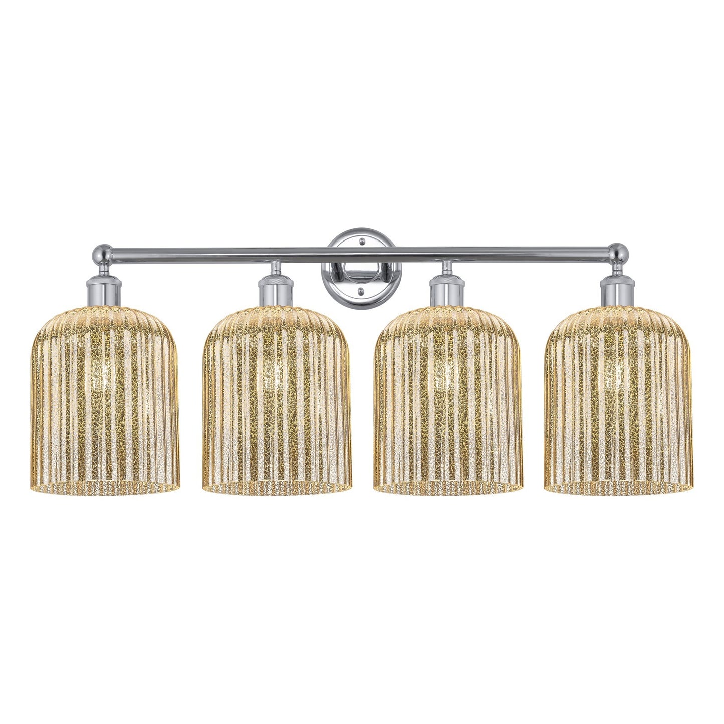 Innovations Bridal Veil 32in 4-Light Bath Vanity | Art Nouveau Polished Chrome and Mercury Ribbed Glass | Bathroom & Powder | Model 616-4W-PC-G559-8ME