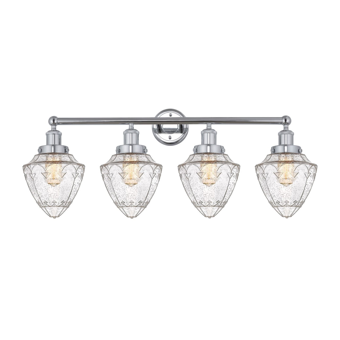 Innovations Bullet 34in 4-Light Bath Vanity Light | Industrial Polished Chrome Steel and Seedy Glass | Bathroom Vanity | 34 x | Model 616-4W-PC-G664-7