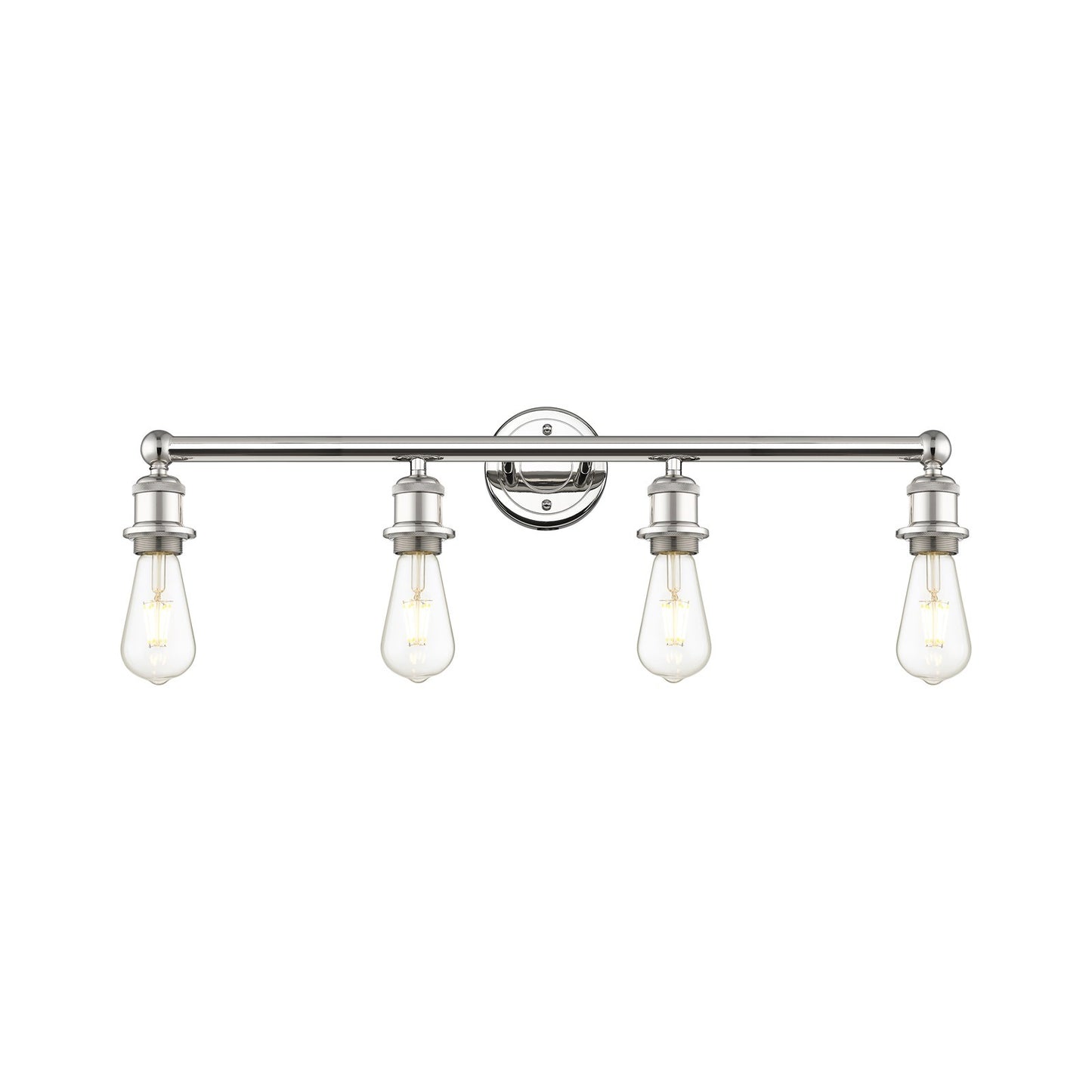 Innovations Edison 30in 4-Light Bath Vanity Light | Industrial Polished Nickel Steel and Cast Brass | Damp-Rated Bathroom Vanity | 30.38 | Model 616-4W-PN
