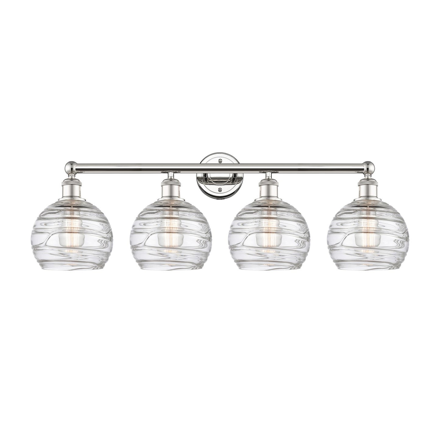 Innovations Athens Deco Swirl 35in 4-Light Bath Vanity Light | Industrial Polished Nickel and Clear Deco Swirl Glass | Model 616-4W-PN-G1213-8CL