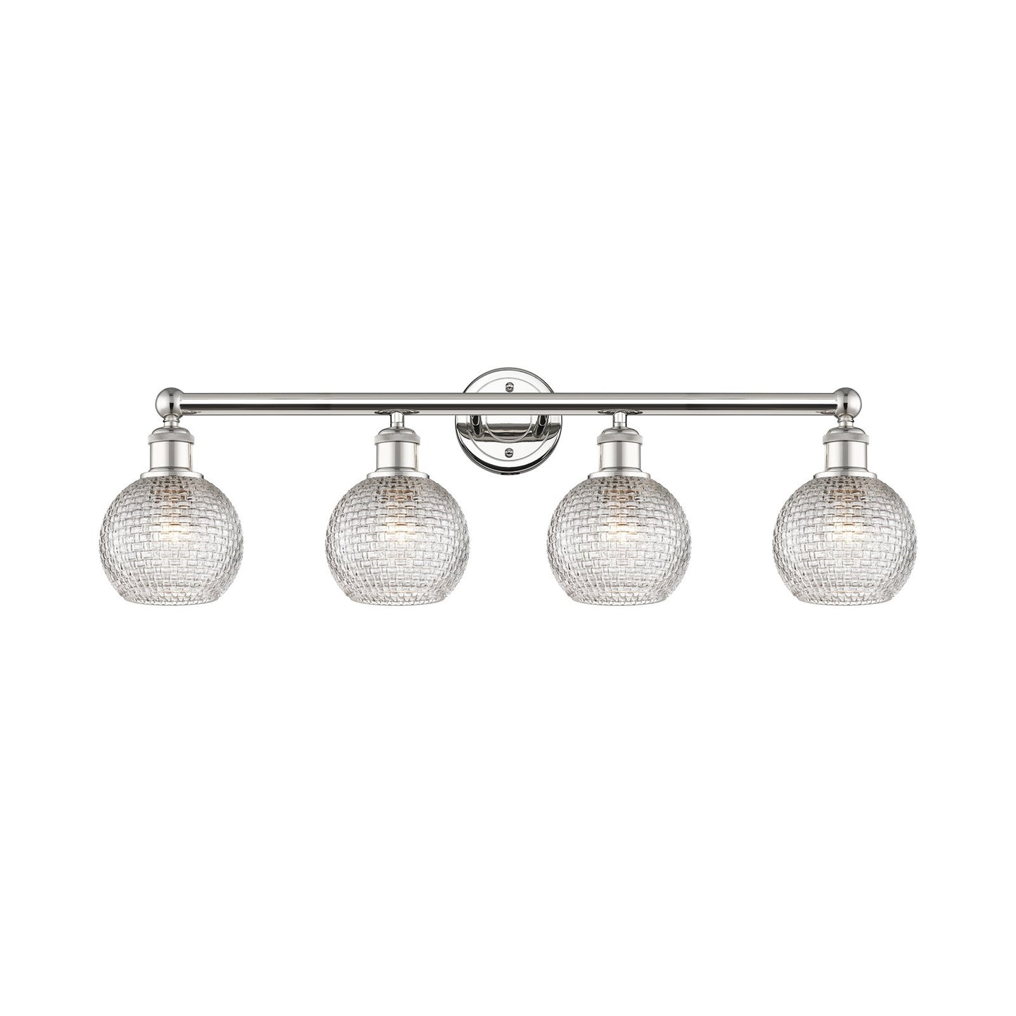 Innovations Athens 33in 4-Light Bath Vanity Light | Polished Nickel Steel and Clear Basket Weave Glass | Modern Farmhouse | Model 616-4W-PN-G122C-6CL