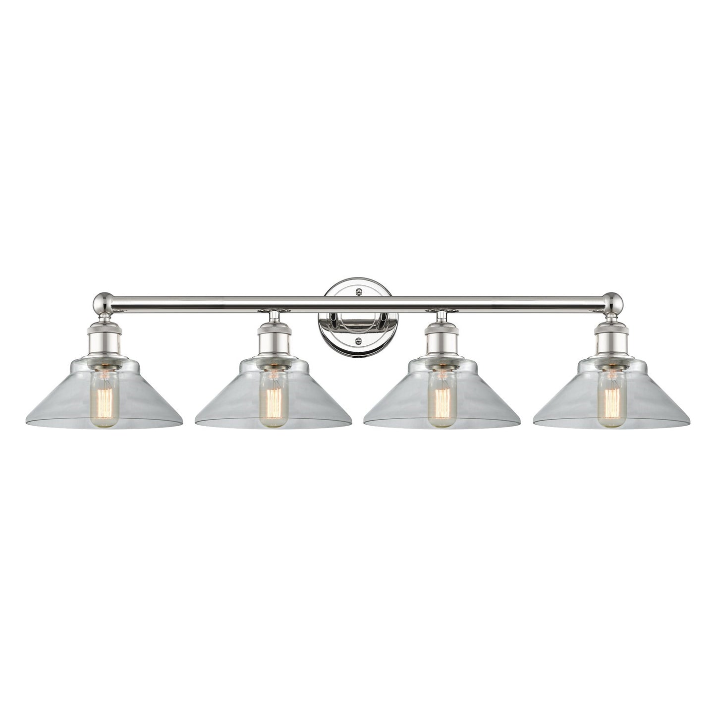 Innovations Orwell 35in 4-Light Bath Vanity Light | Industrial Polished Nickel Steel and Clear Glass | Bathroom Vanity | 35.38 x | Model 616-4W-PN-G132