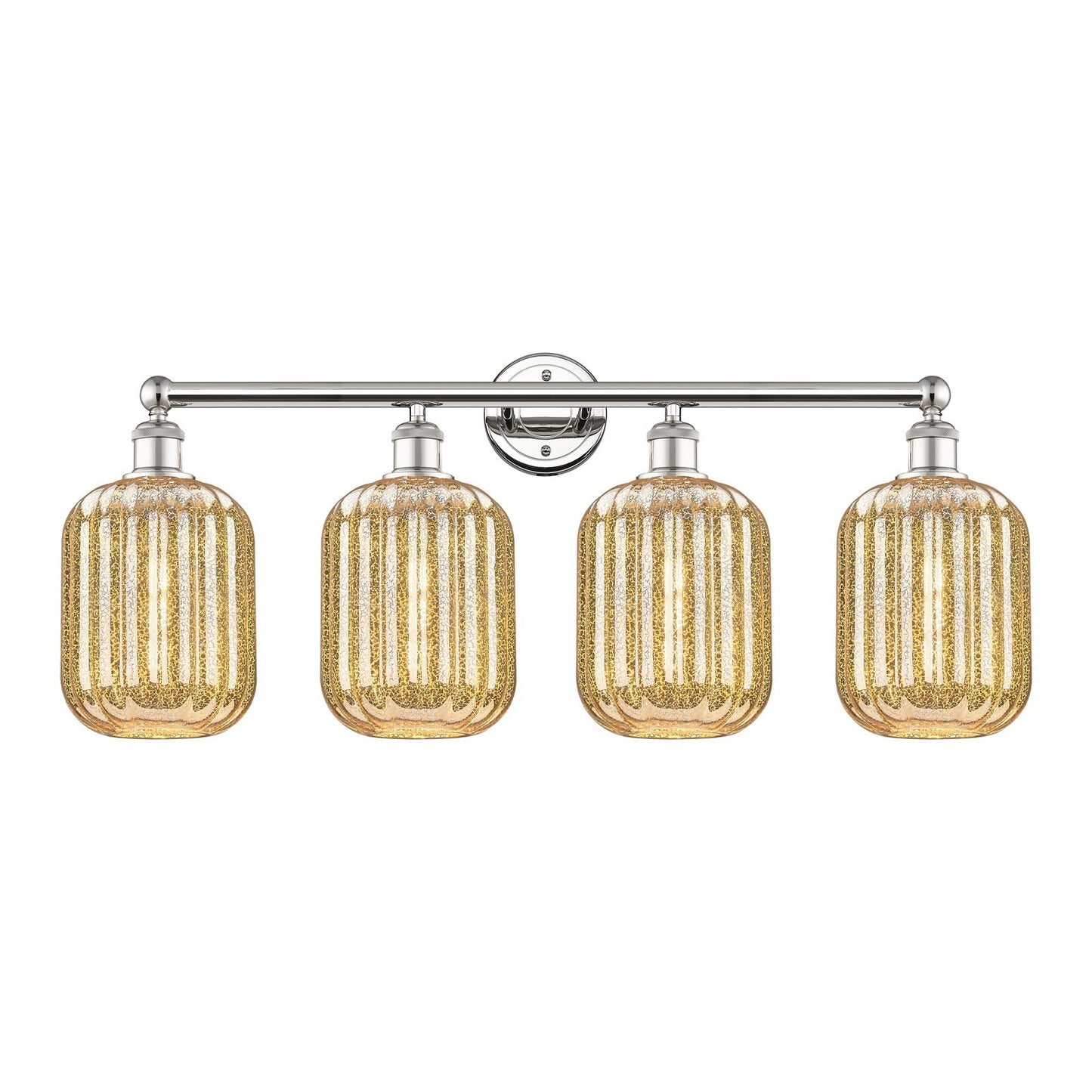Innovations Preston Cylinder 34in 4-Light Bath Vanity Light | Industrial Polished Nickel and Mercury Glass | Bathroom Vanity | Model 616-4W-PN-G460-7ME