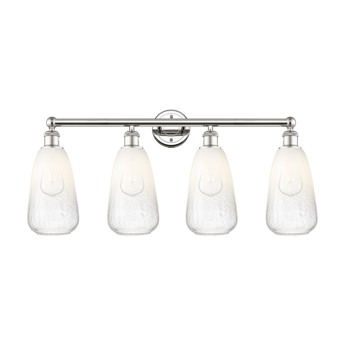 Innovations Brookhaven Almond 33in 4-Light Bath Vanity Light | Industrial Polished Nickel Steel and Opal Glass | Bathroom | Model 616-4W-PN-G480-6OP