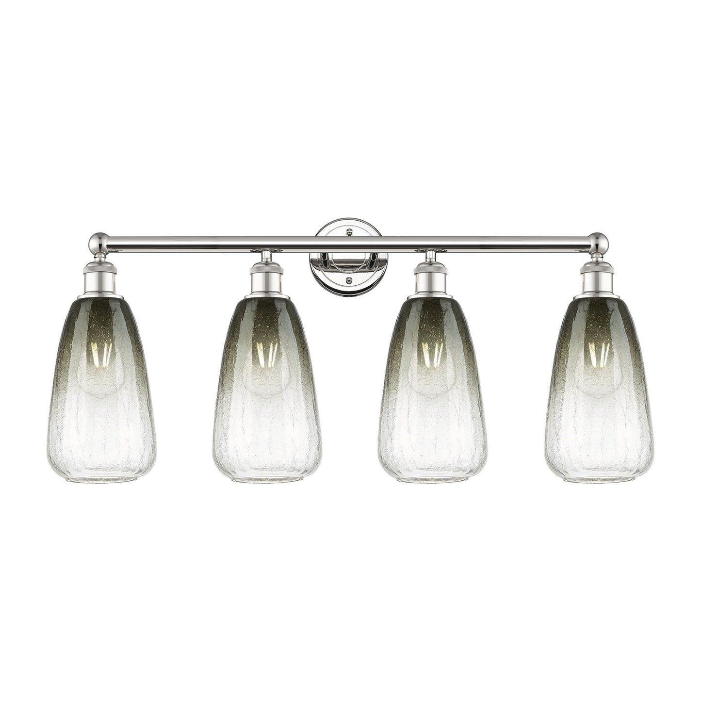Innovations Brookhaven Almond 33in 4-Light Bath Vanity Light | Industrial Polished Nickel Steel and Slate Glass | Bathroom | Model 616-4W-PN-G480-6SL