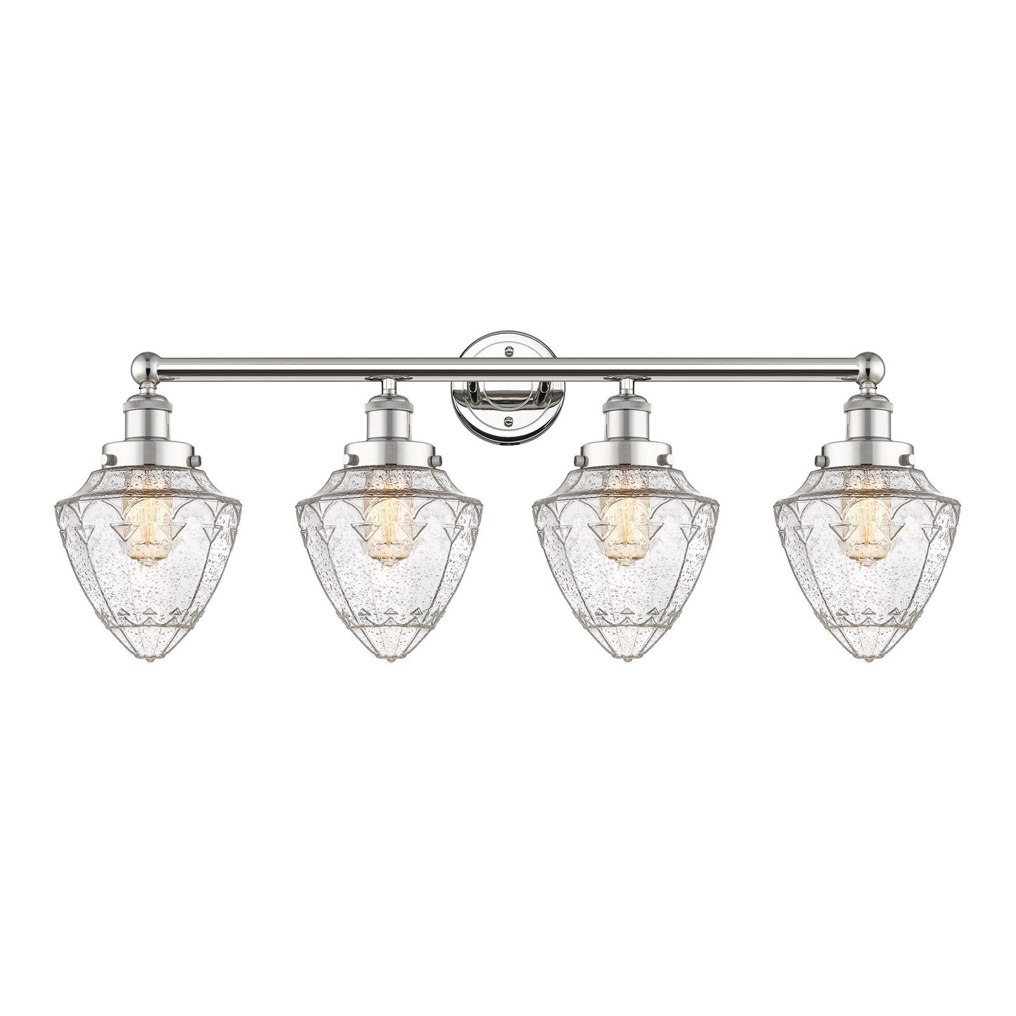 Innovations Bullet 34in 4-Light Bath Vanity Light | Industrial Polished Nickel Steel and Seedy Glass | Bathroom Vanity & Powder | Model 616-4W-PN-G664-7