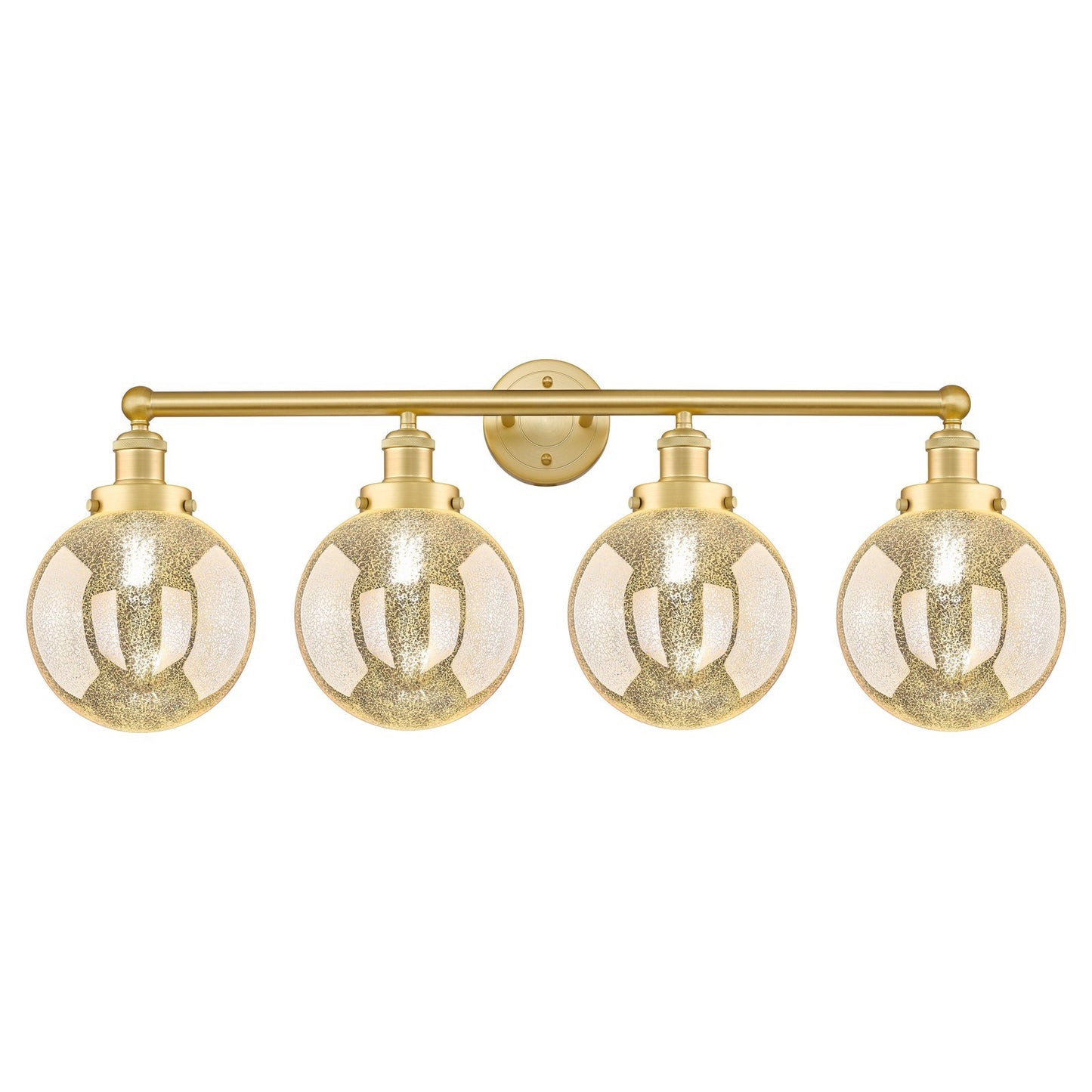 Innovations Beacon 35in 4-Light Bath Vanity Light | Industrial Satin Gold Steel and Mercury Glass | Kitchen & Bathroom Vanity | Model 616-4W-SG-G208-8