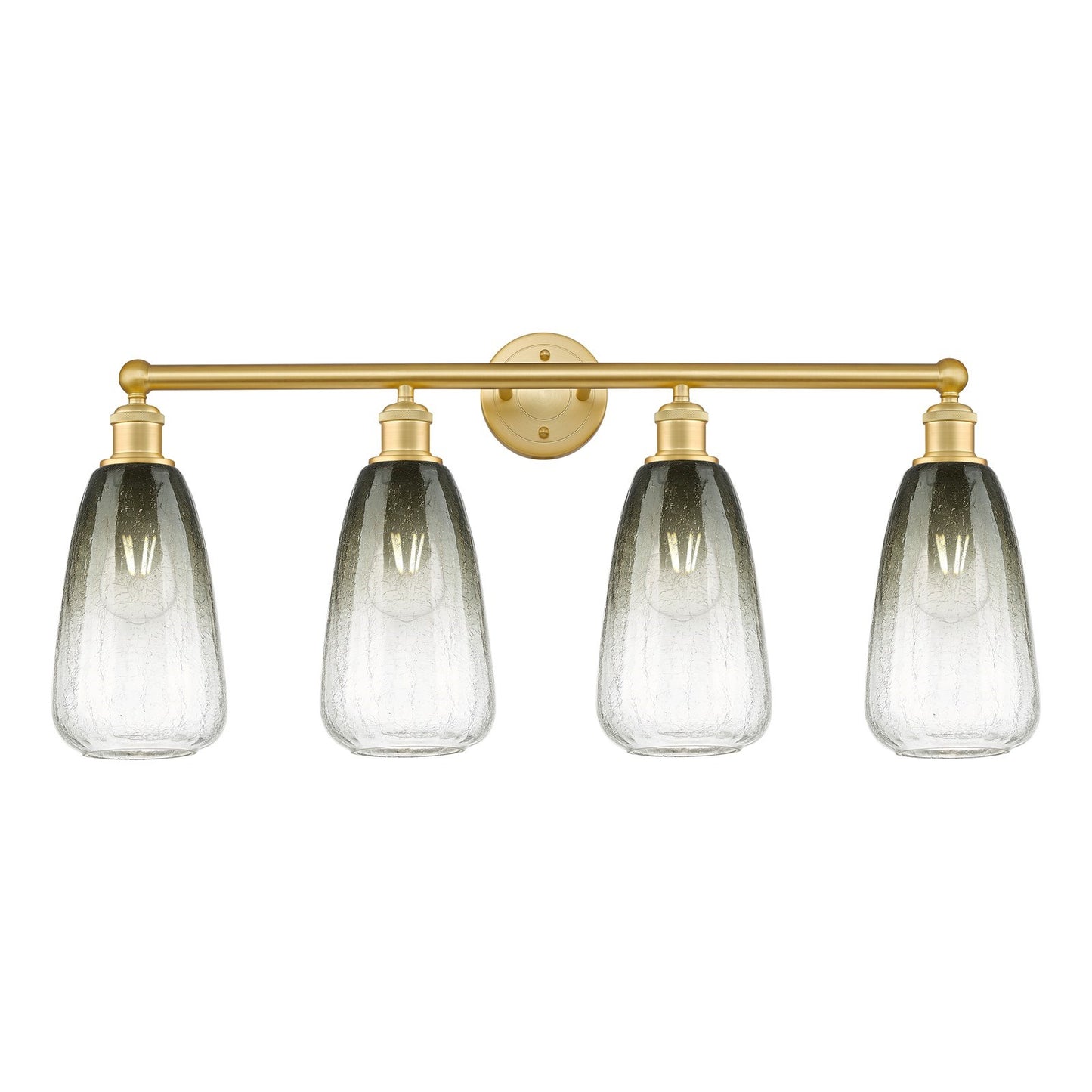 Innovations Brookhaven Flute 34in 4-Light Bath Vanity | Industrial Satin Gold Steel and Cast Brass with Slate Glass Shades | Model 616-4W-SG-G484-7SL