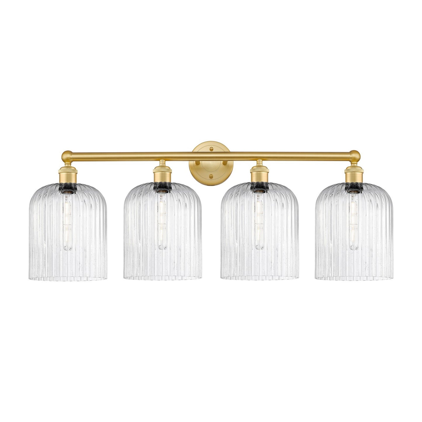 Innovations Bridal Veil 32in 4-Light Bath Vanity | Art Nouveau Satin Gold Steel and Seedy Glass | Bathroom Vanity & Powder | Model 616-4W-SG-G559-8SDY