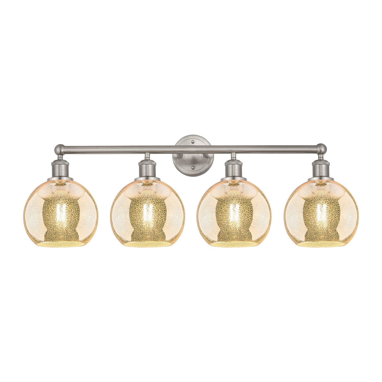 Innovations Athens 35in 4-Light Bath Vanity Light | Industrial Satin Nickel Steel and Mercury Glass | Bathroom Vanity & Powder | Model 616-4W-SN-G128-8