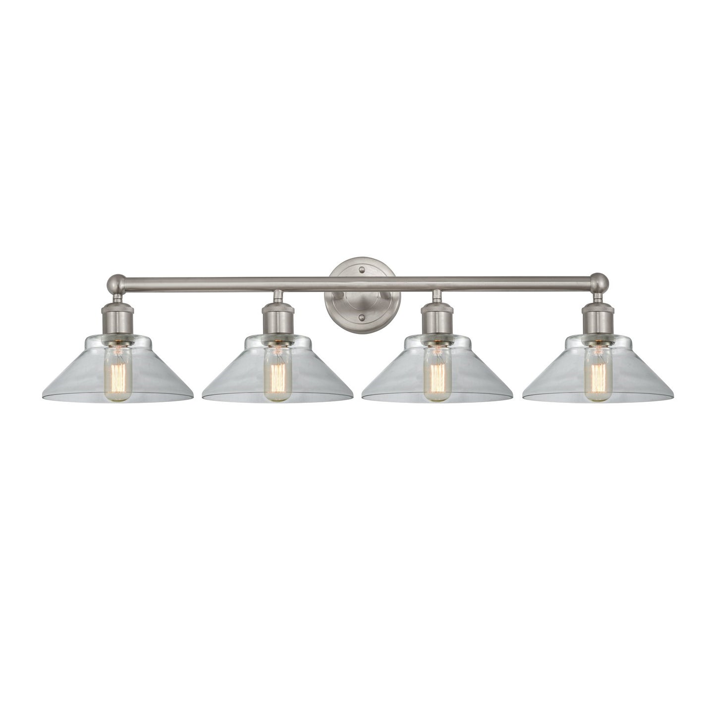 Innovations Orwell 35in 4-Light Bath Vanity Light | Industrial Brushed Satin Nickel Steel and Clear Glass | Bathroom Vanity | 35.38 | Model 616-4W-SN-G132