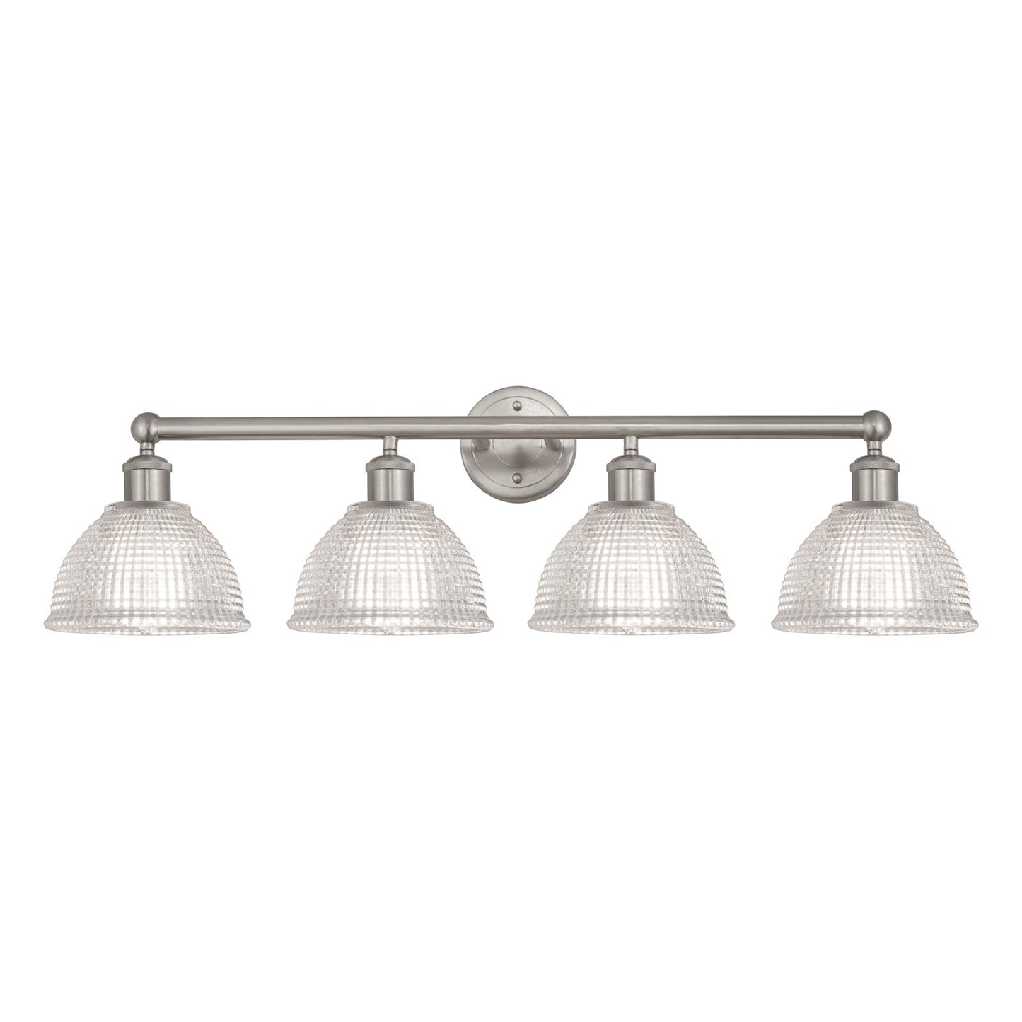 Innovations Arietta 35in 4-Light Bath Vanity Light | Industrial Brushed Satin Nickel Steel and Clear Glass | Bathroom Vanity & | Model 616-4W-SN-G422