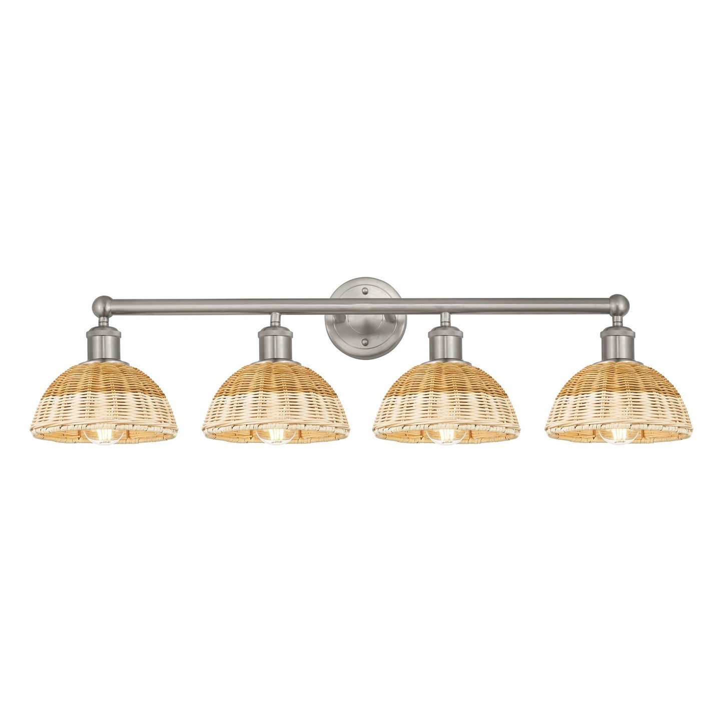 Innovations Lighting Bristol Natural II 35in 4-Light Bath Vanity Light | Industrial Brushed Satin Nickel and Natural Fiber | Model 616-4W-SN-NBD2-75-NAT