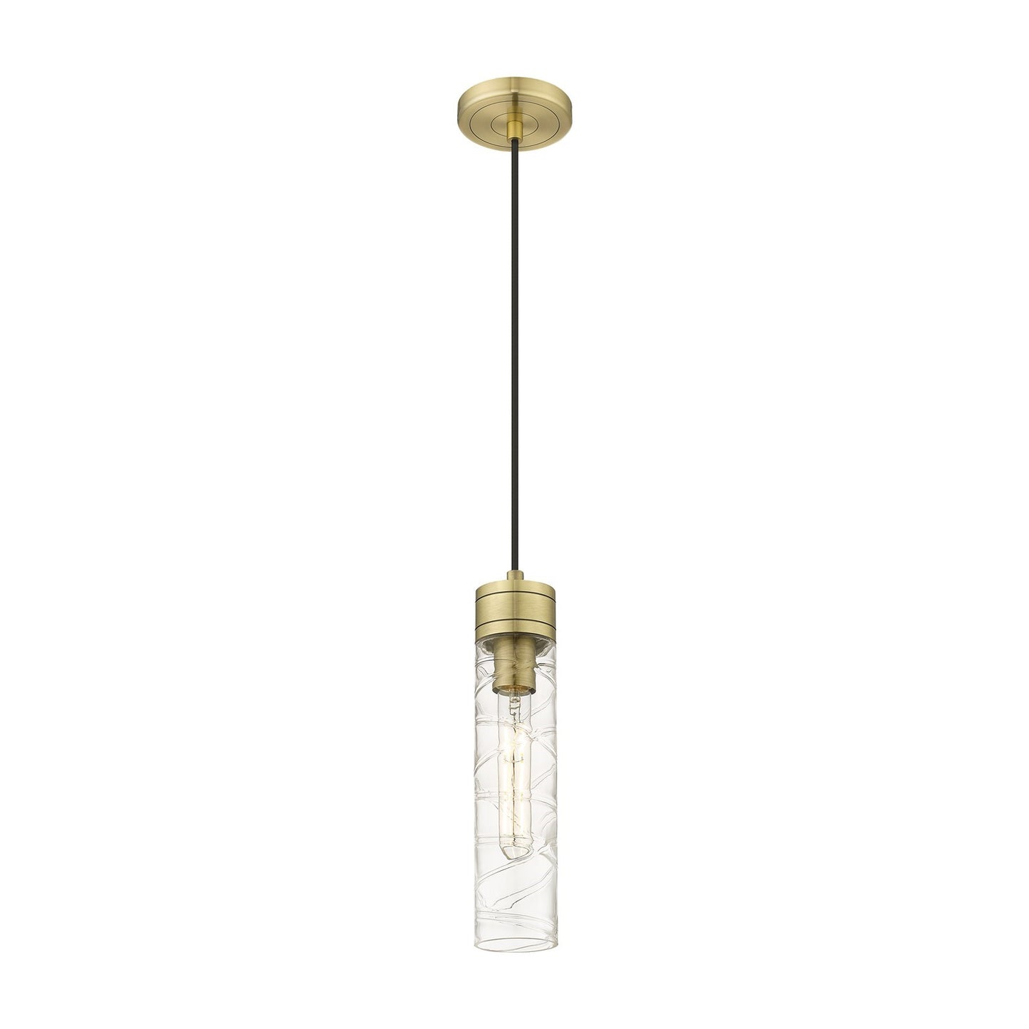 Innovations Boreas 3in 1-Light Mini Pendant | Contemporary Art Deco Antique Brass Steel and Deco Swirl Glass | Kitchen Island | Model 617-1P-AB-G617-11DE