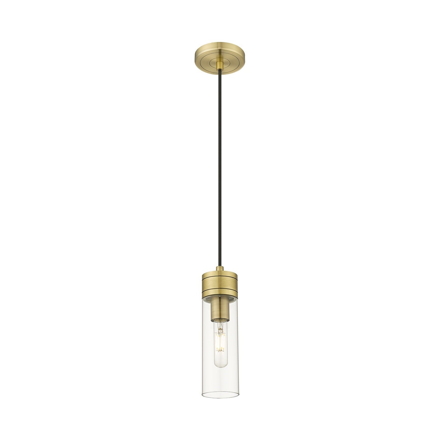 Innovations Boreas 3in 1-Light Mini Pendant | Contemporary Art Deco Antique Brass and Clear Glass | Kitchen Island & Dining | Model 617-1P-AB-G617-8CL
