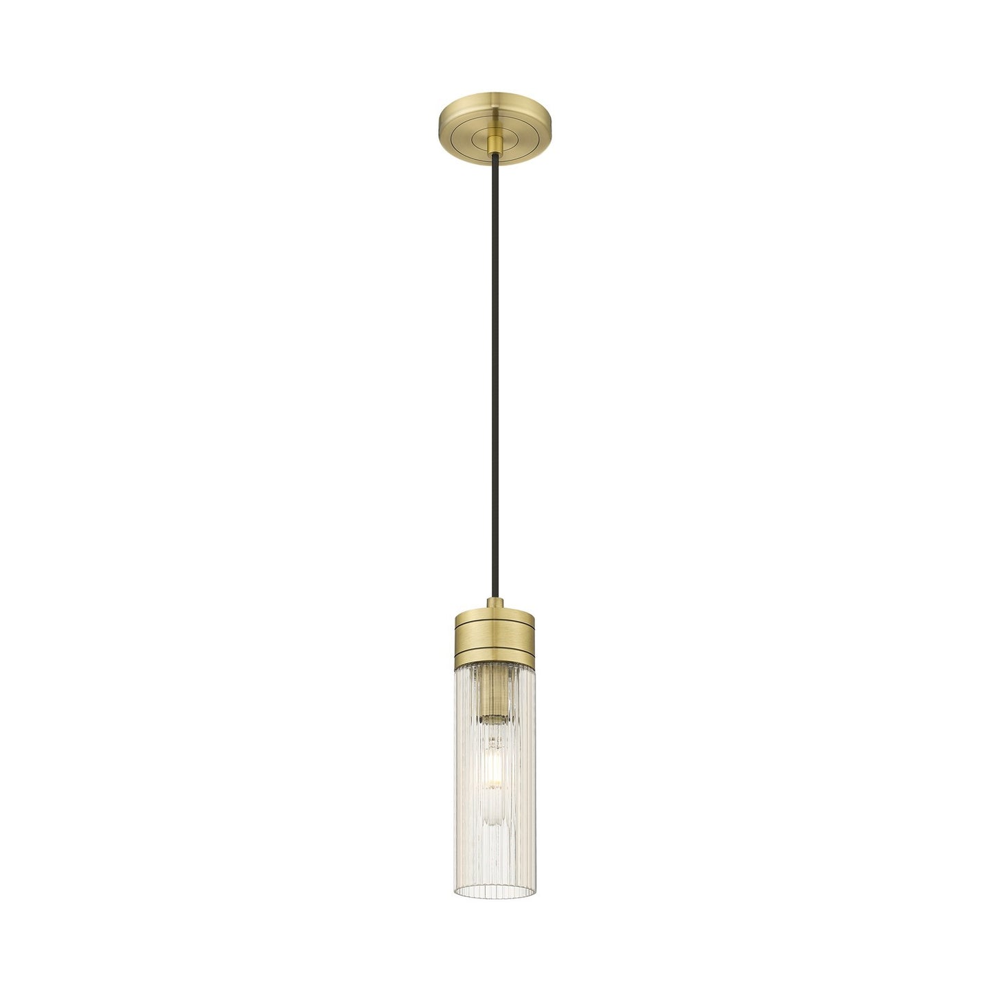 Innovations Boreas 3in 1-Light Mini Pendant | Contemporary Art Deco Antique Brass and Striped Clear Glass | Kitchen Island & | Model 617-1P-AB-G617-8SCL