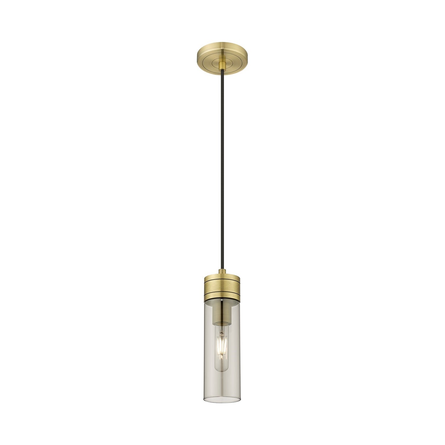 Innovations Boreas 3in 1-Light Mini Pendant | Contemporary Art Deco Antique Brass Steel and Light Smoke Glass | Kitchen Island | Model 617-1P-AB-G617-8SM