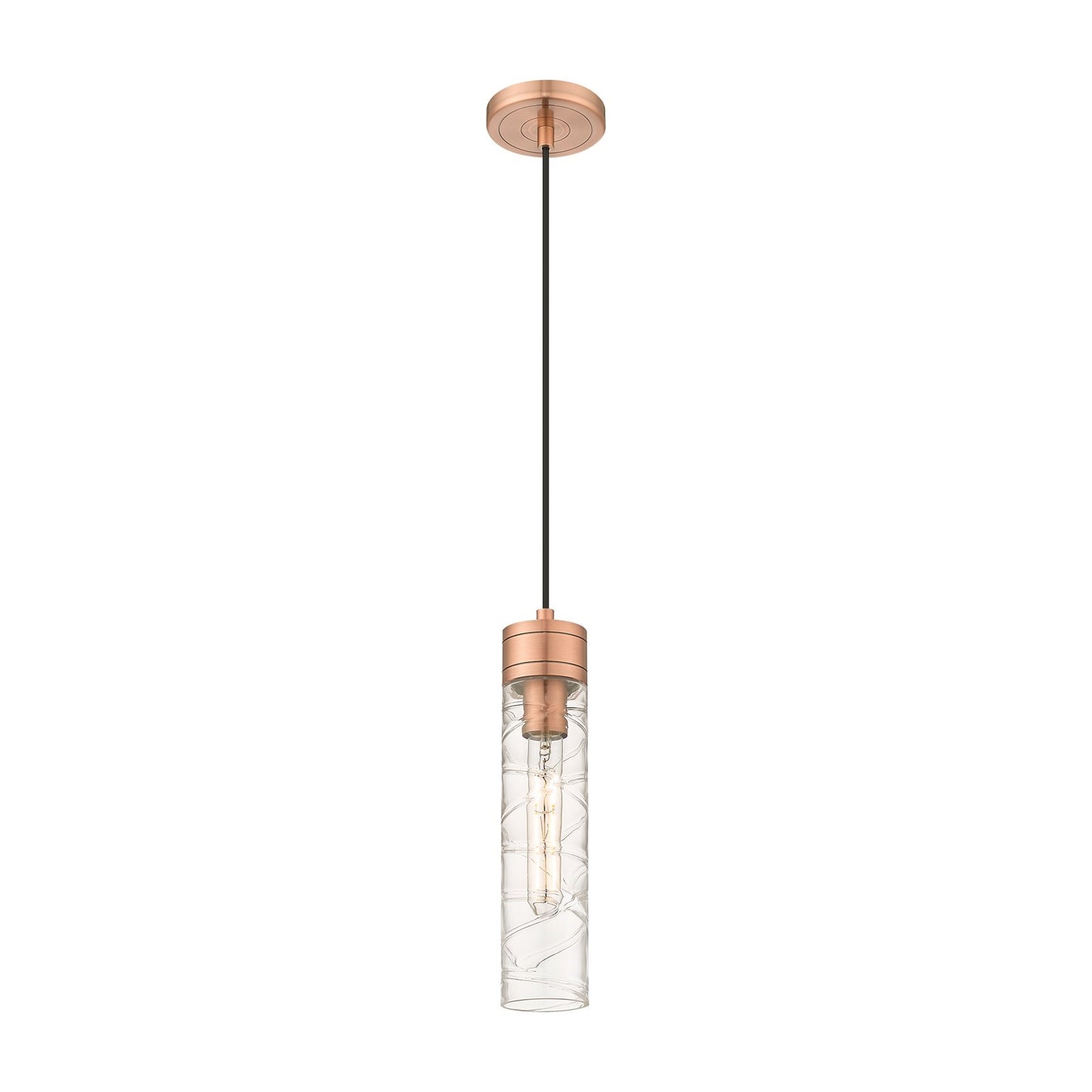 Innovations Boreas 3in 1-Light Mini Pendant | Contemporary Art Deco Antique Copper Steel and Deco Swirl Glass | Kitchen Island | Model 617-1P-AC-G617-11DE