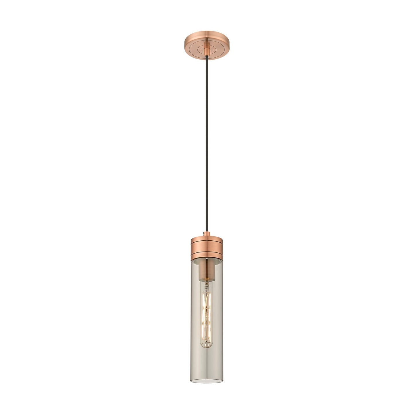 Innovations Boreas 3in 1-Light Mini Pendant | Contemporary Art Deco Antique Copper Steel and Light Smoke Glass | Kitchen | Model 617-1P-AC-G617-11SM