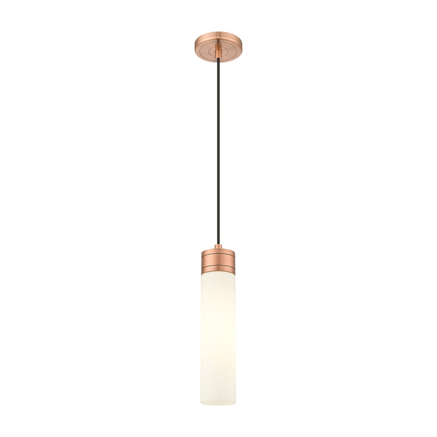 Innovations Boreas 3in 1-Light Mini Pendant | Contemporary Art Deco Antique Copper and Striped White Frosted Glass | Kitchen | Model 617-1P-AC-G617-11SWH