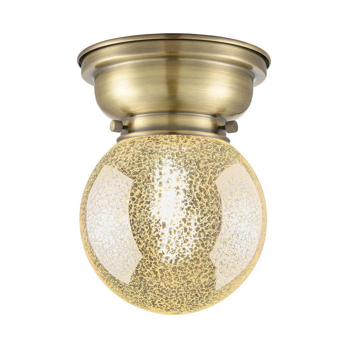 Innovations Beacon 6in 1-Light Flush Mount | Industrial Antique Brass Steel and Mercury Seeded Glass | Hallway & Bathroom Ceiling | Model 623-1F-AB-G208-6