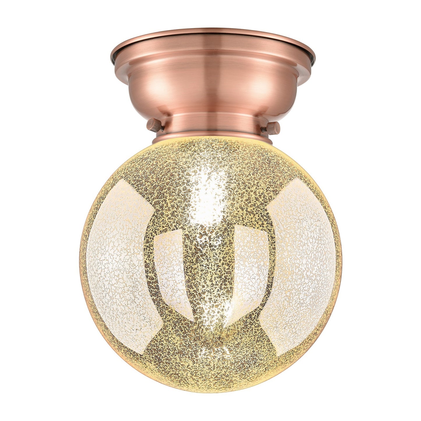 Innovations Beacon 8in 1-Light Flush Mount | Industrial Antique Copper Steel and Mercury Seeded Glass | Hallway & Bathroom | 8 x | Model 623-1F-AC-G208-8