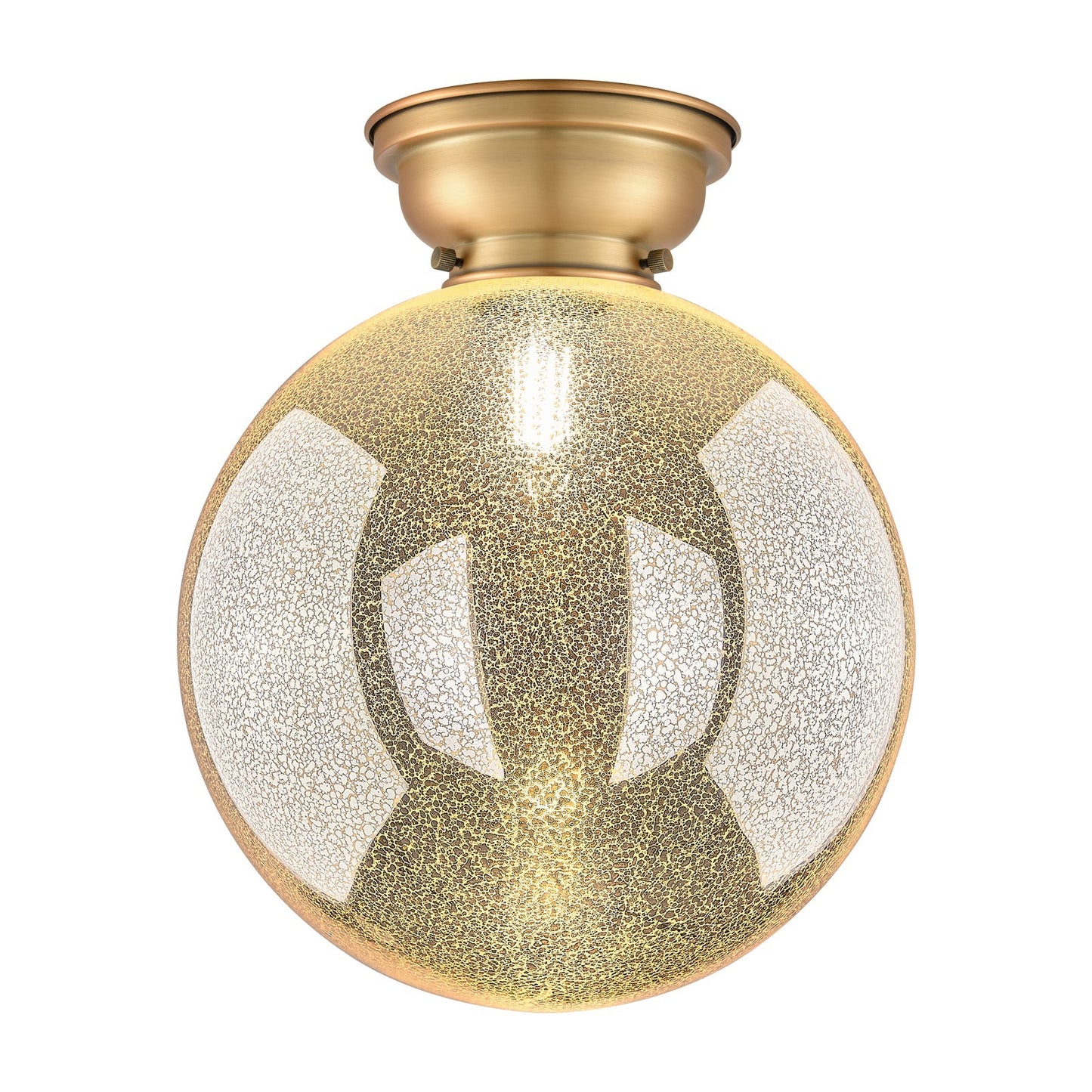 Innovations Beacon 12in 1-Light Flush Mount | Industrial Brushed Brass and Mercury Seeded Glass | Entryway & Hallway Ceiling | Model 623-1F-BB-G208-12